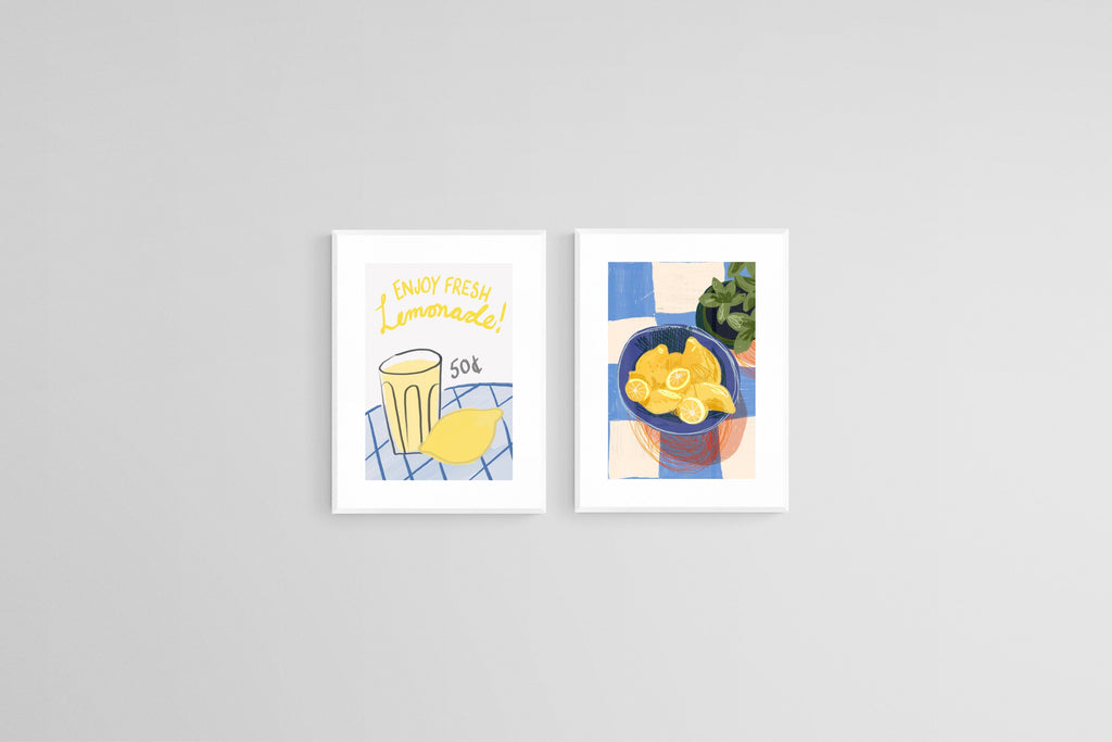 Lemonade Set-Wall_Art-45 x 60cm (x2)-Framed Print-White-Pixalot