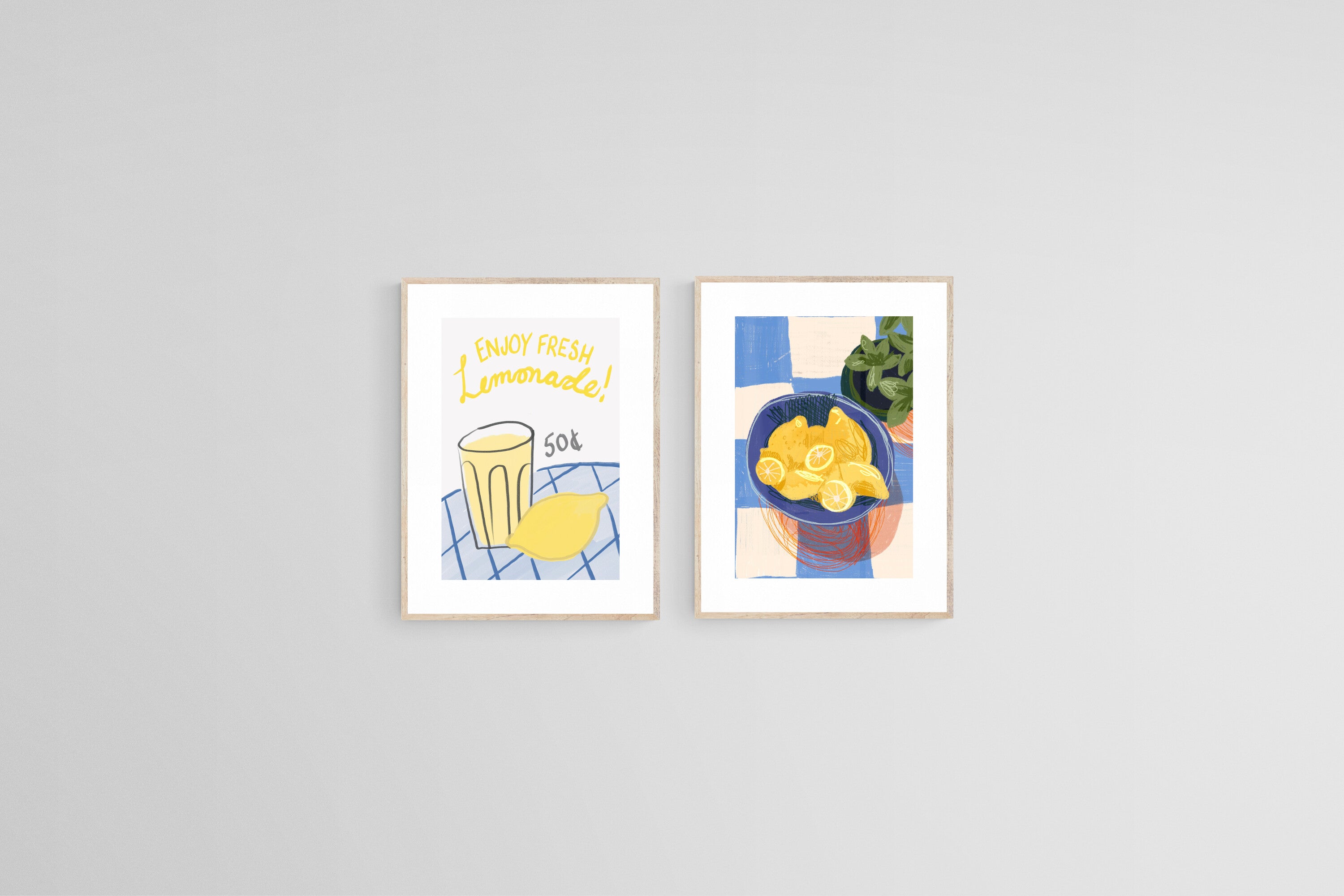 Lemonade Set-Wall_Art-45 x 60cm (x2)-Framed Print-Wood-Pixalot