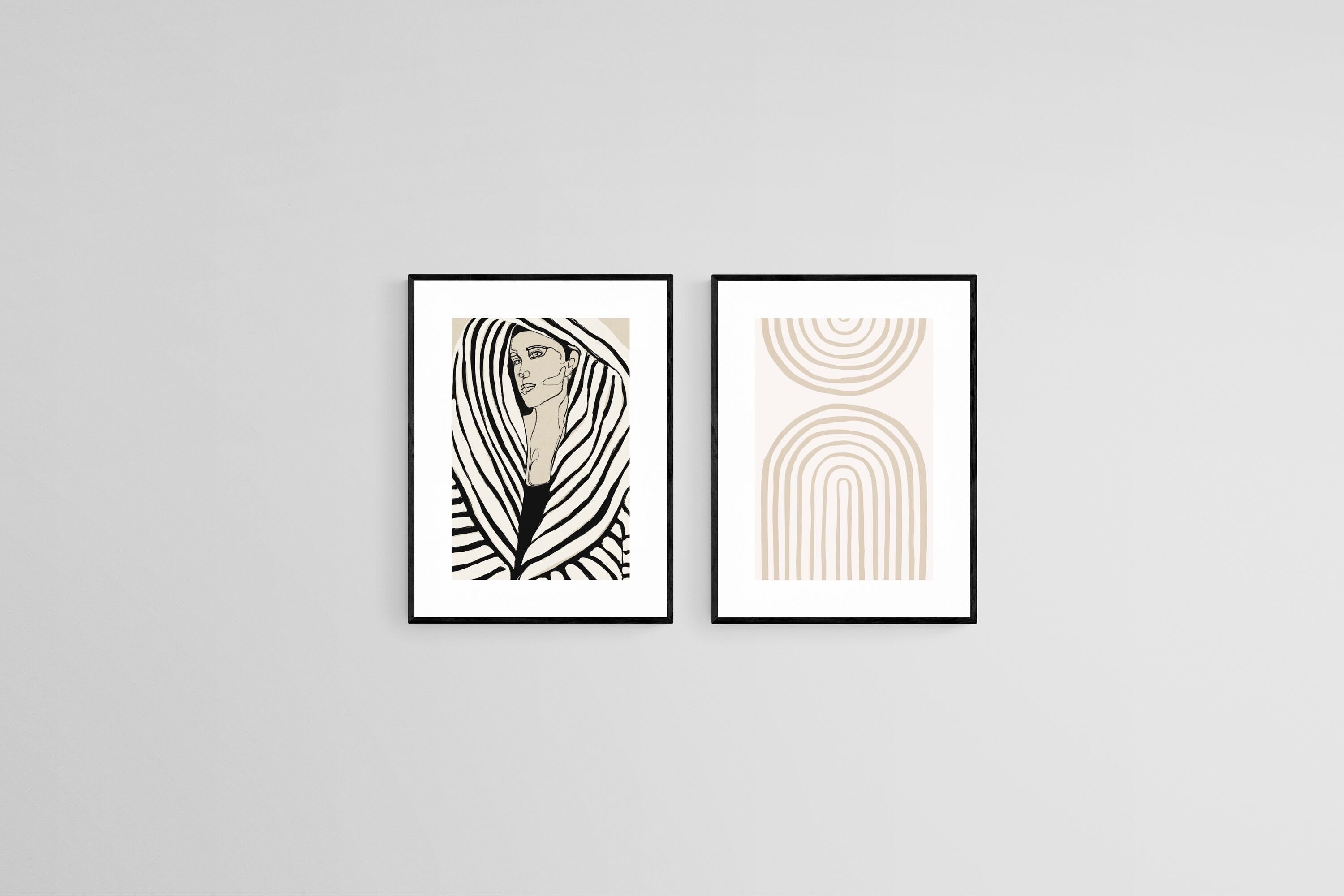 Lines & Minds Set-Wall_Art-45 x 60cm (x2)-Framed Print-Black-Pixalot