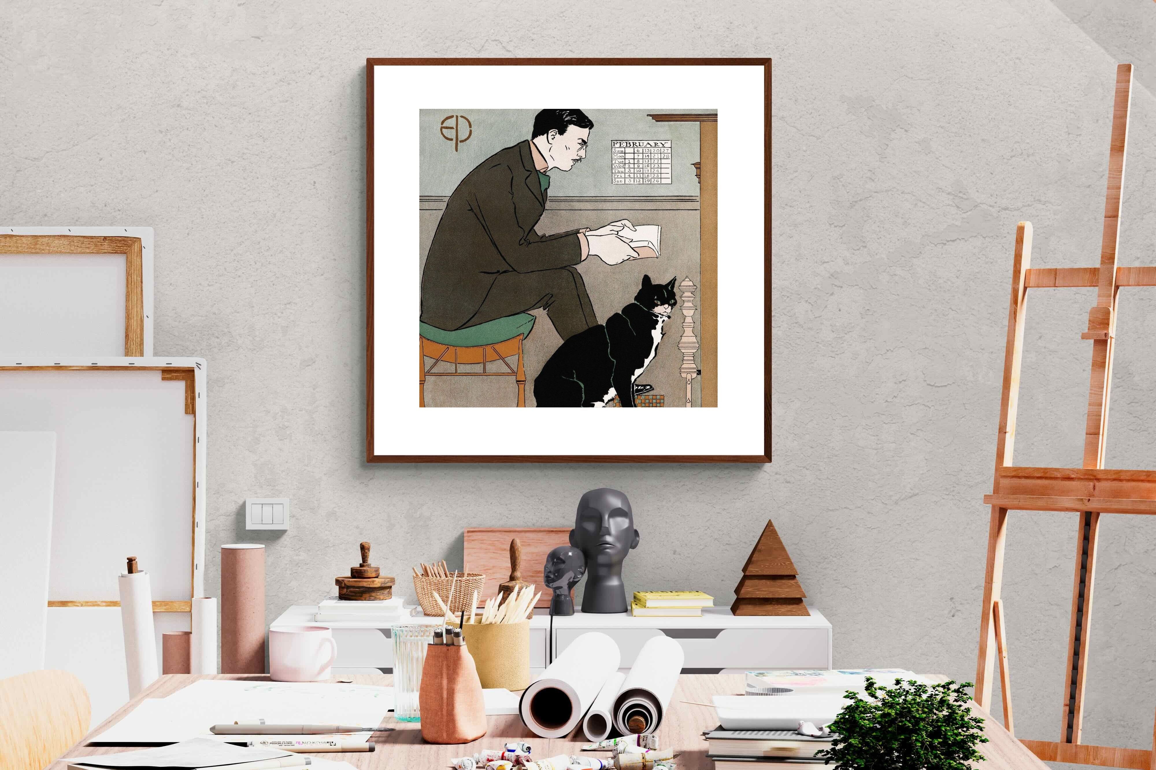 Pixalot ® Man Reading with Cat
