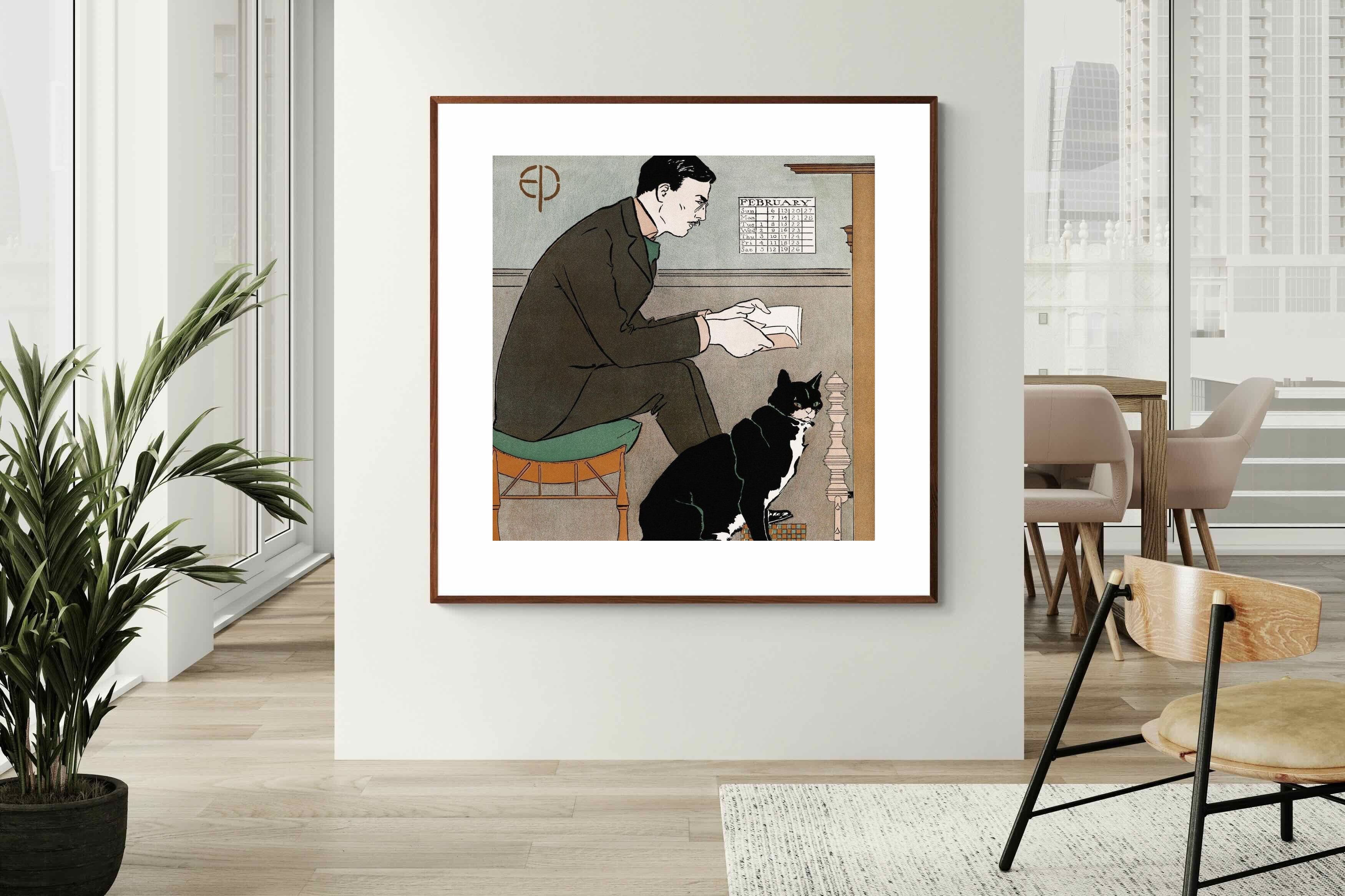 Pixalot ® Man Reading with Cat