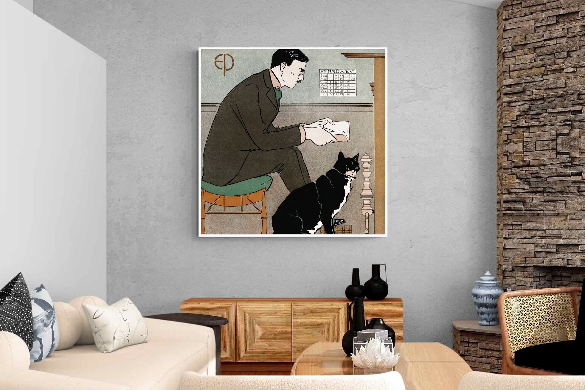 Pixalot Man Reading with Cat