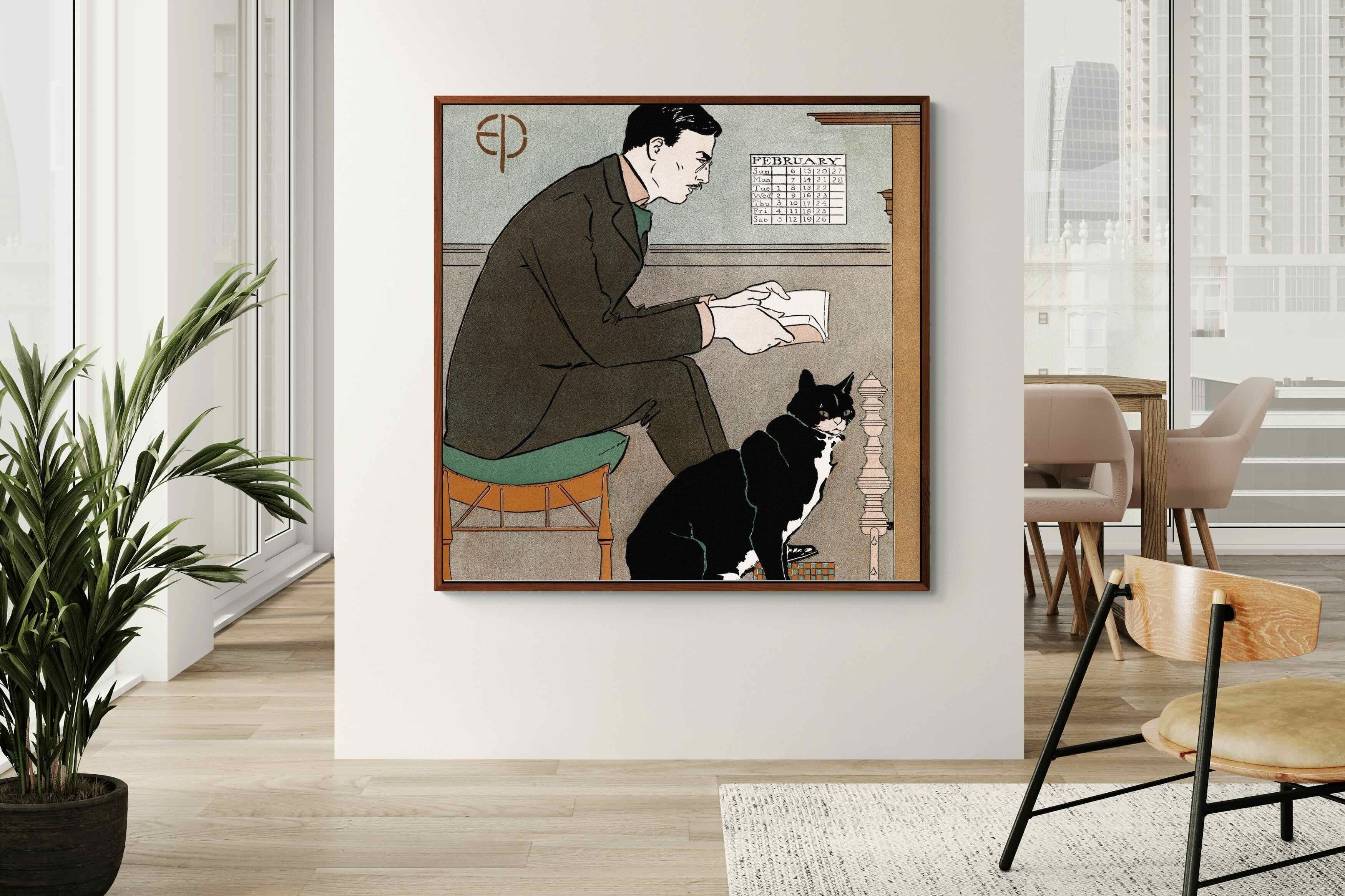 Pixalot ® Man Reading with Cat