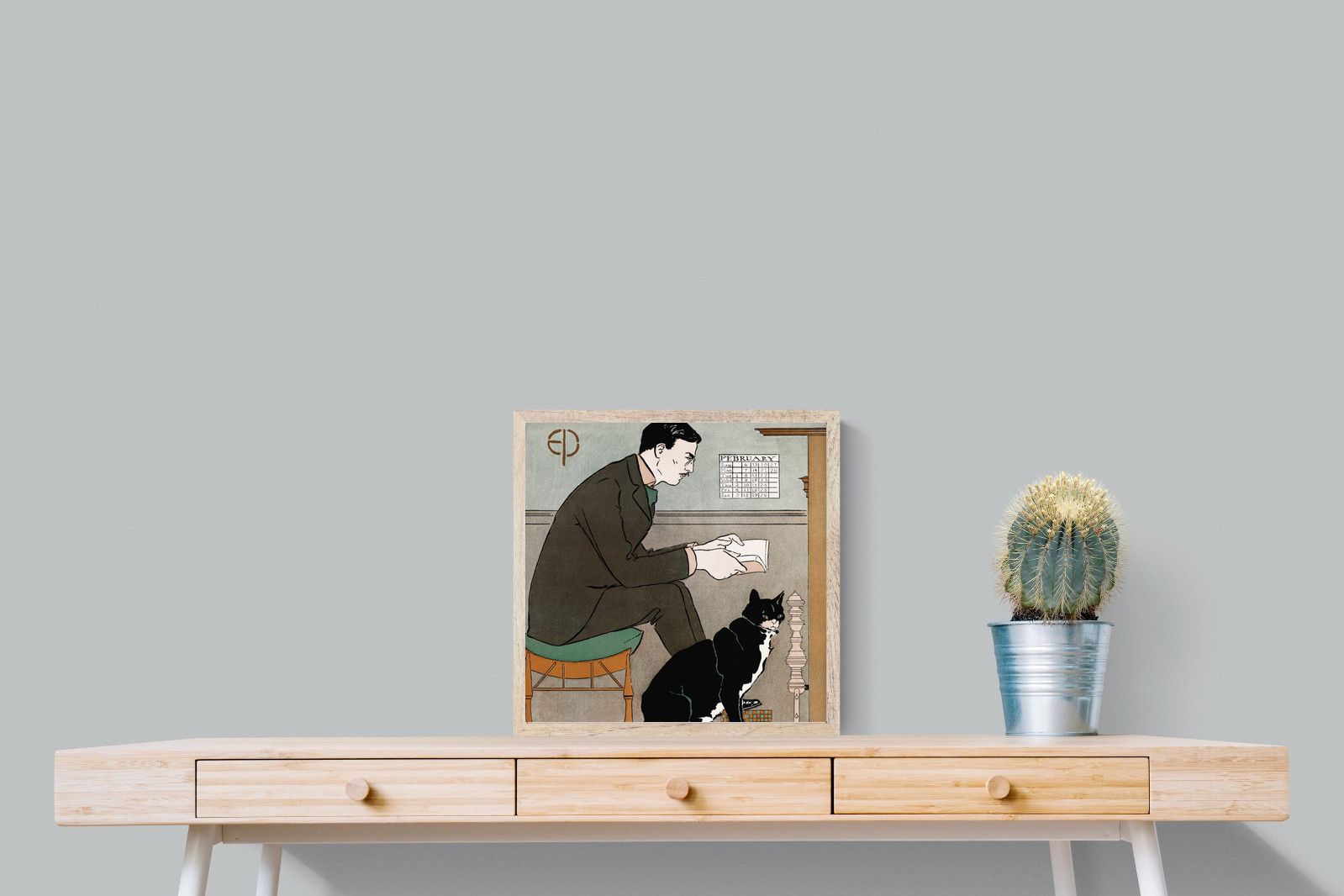 Pixalot Man Reading with Cat