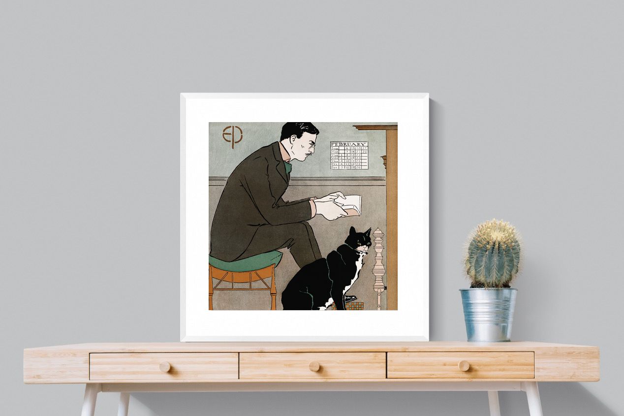 Pixalot Man Reading with Cat