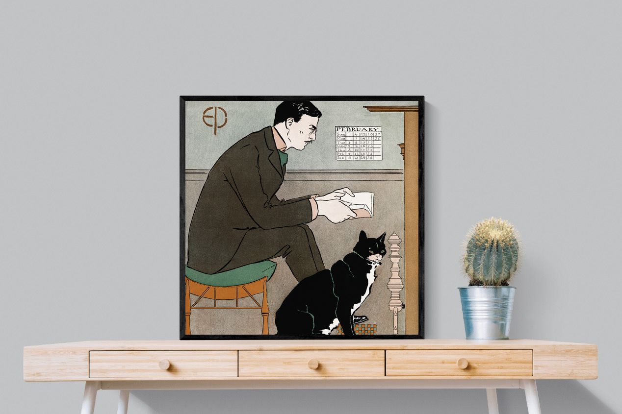 Pixalot Man Reading with Cat