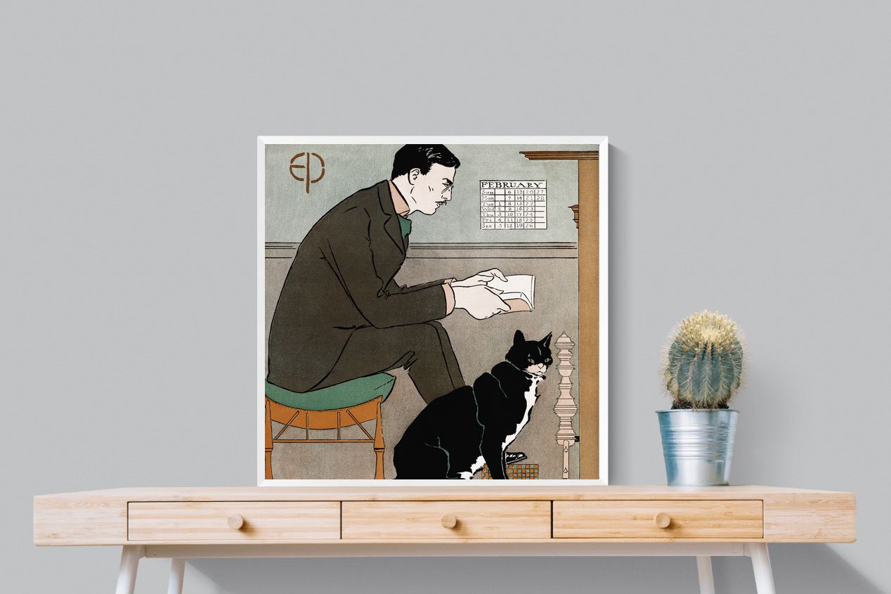 Pixalot Man Reading with Cat