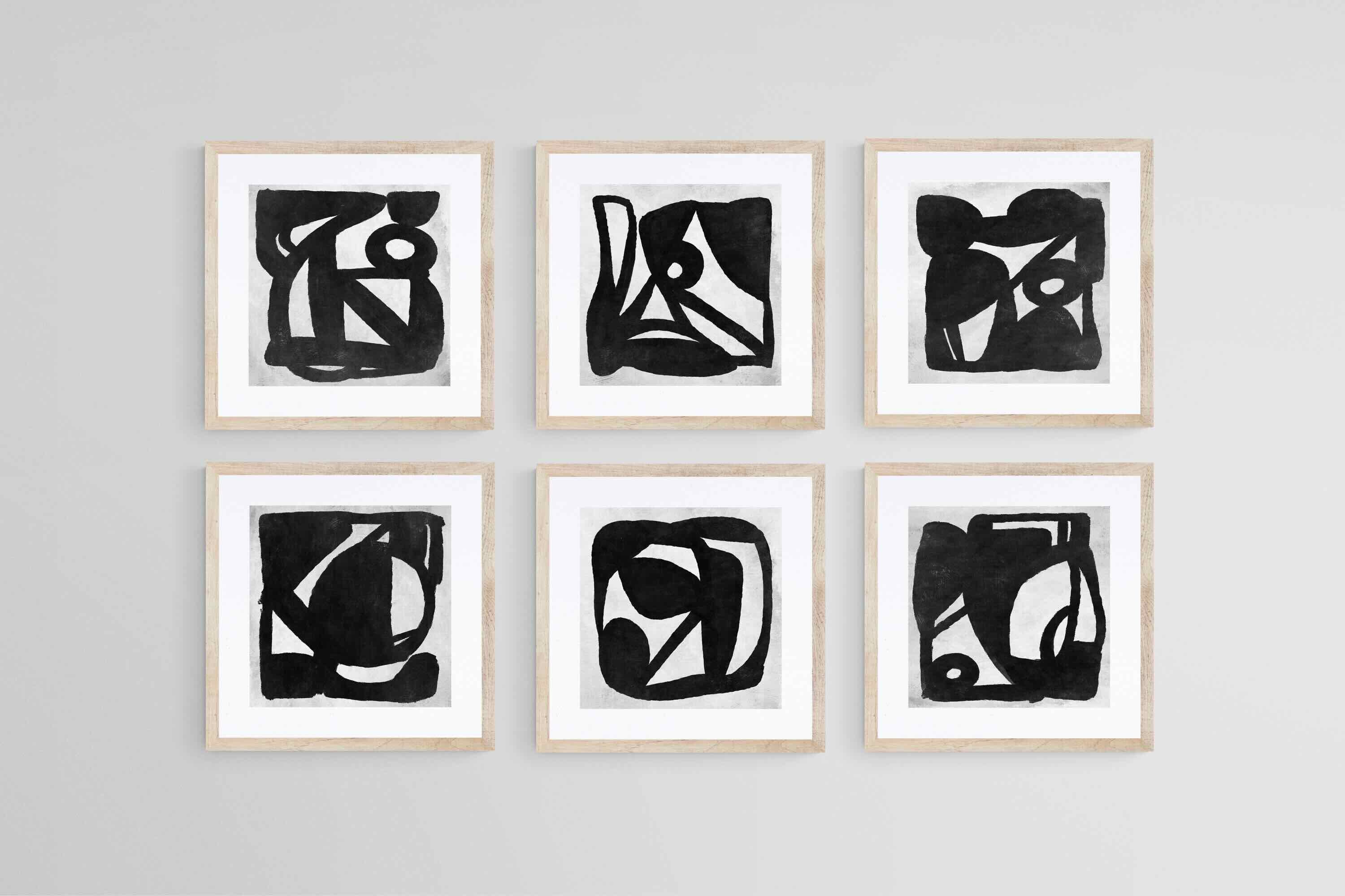 Mono Set-Wall_Art-30 x 30cm (x6)-Framed Print-Wood-Pixalot