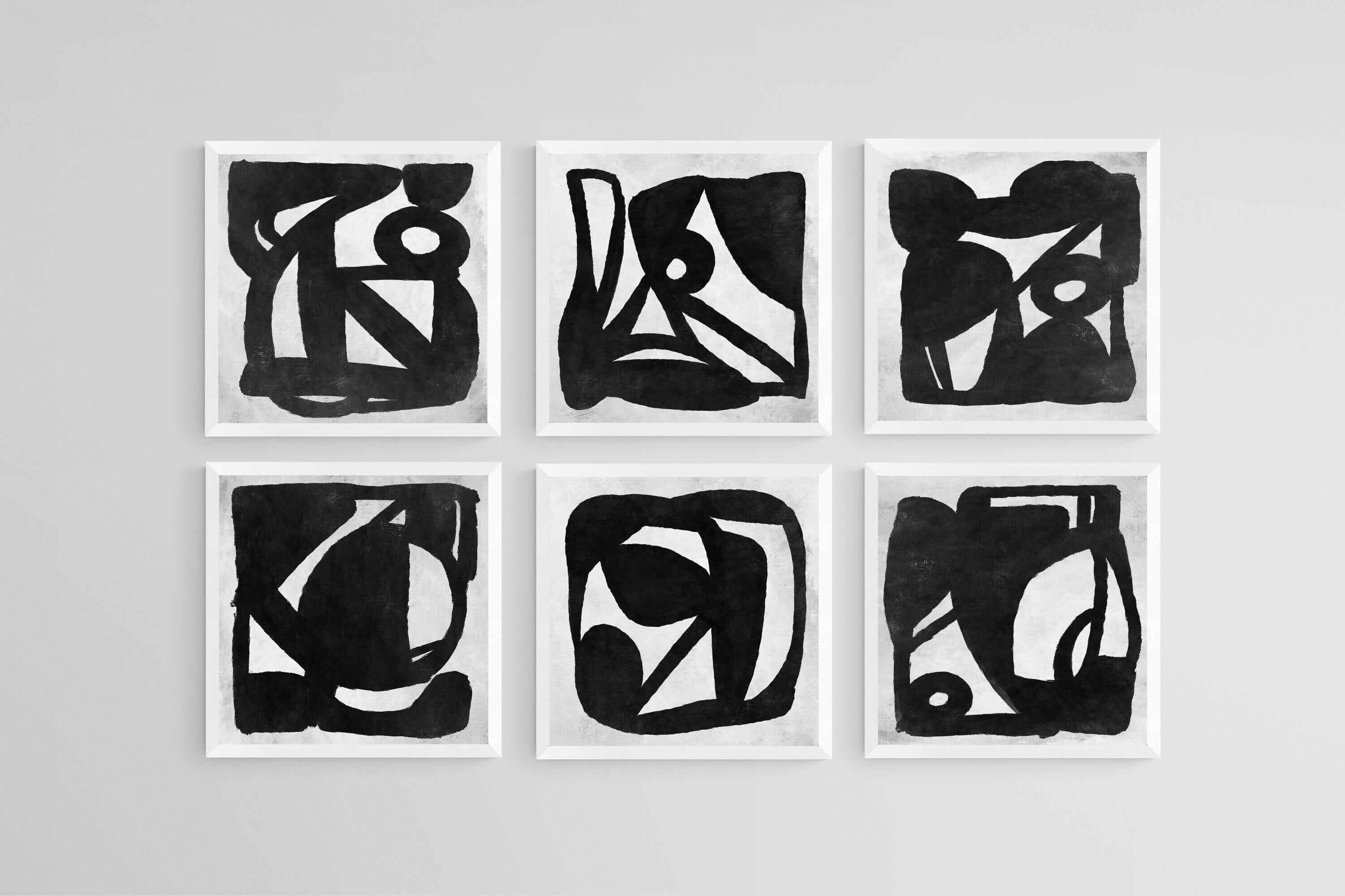 Mono Set-Wall_Art-30 x 30cm (x6)-Mounted Canvas-White-Pixalot
