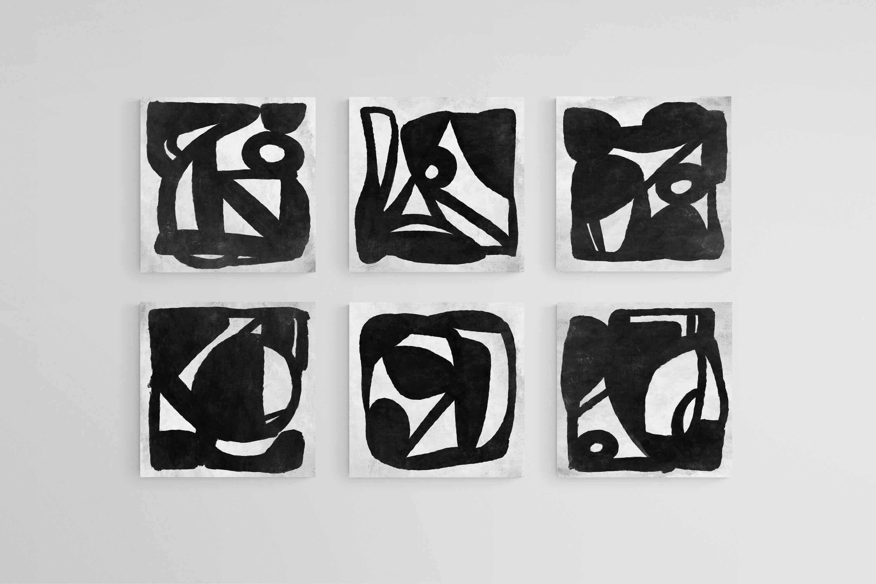 Mono Set-Wall_Art-30 x 30cm (x6)-Mounted Canvas-No Frame-Pixalot