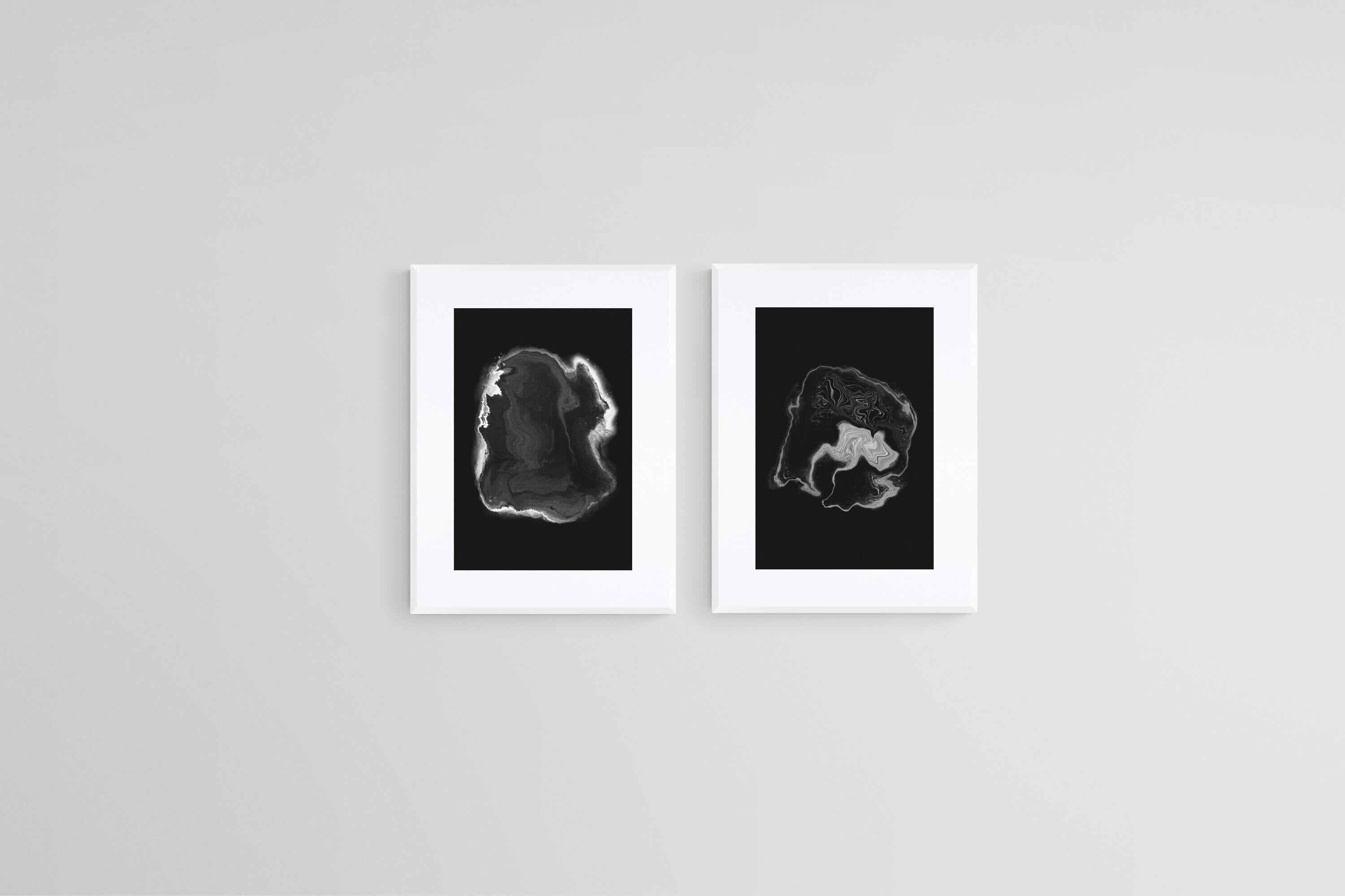 Monochrome Fluidity Set-Wall_Art-45 x 60cm (x2)-Framed Print-White-Pixalot