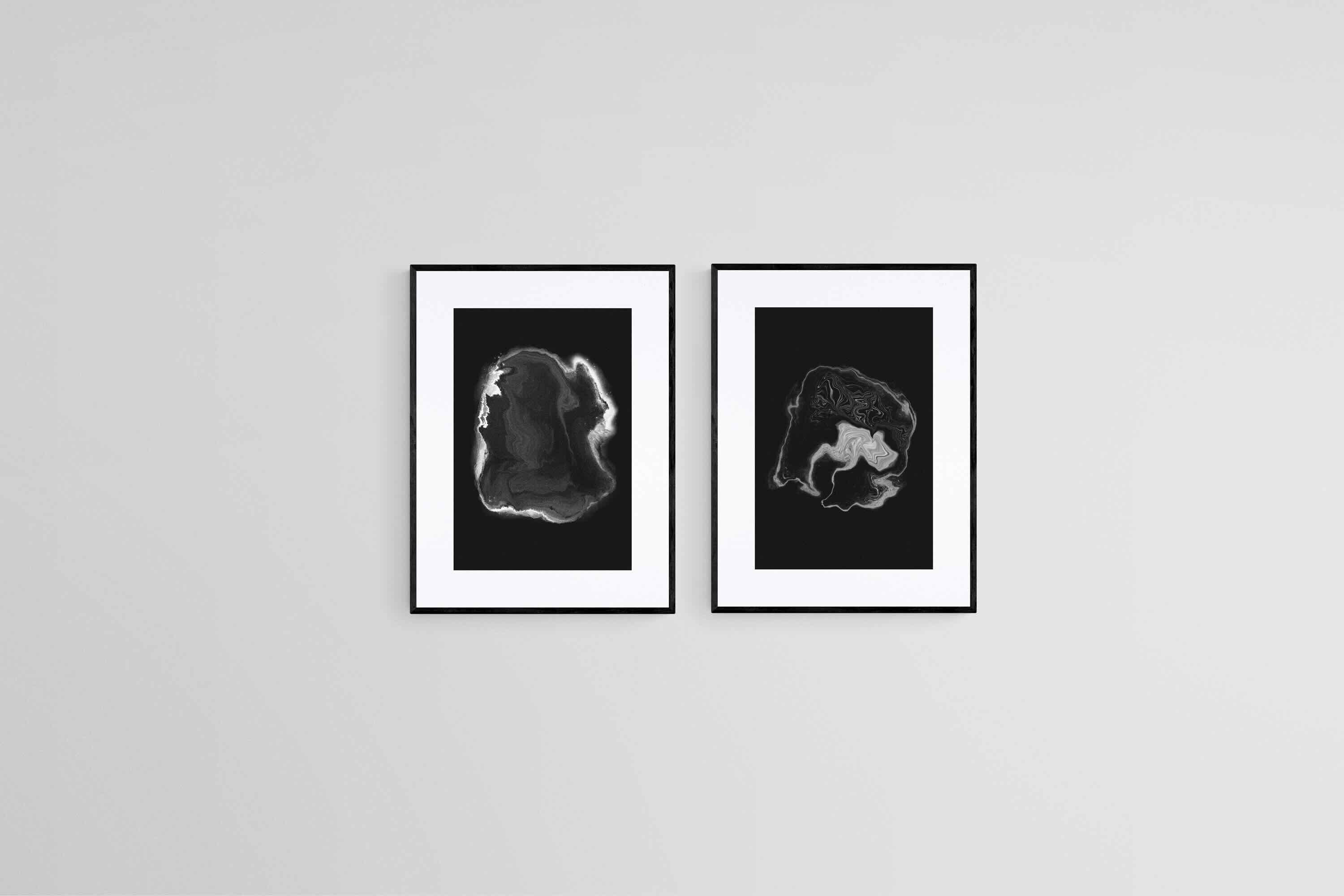 Monochrome Fluidity Set-Wall_Art-45 x 60cm (x2)-Framed Print-Black-Pixalot