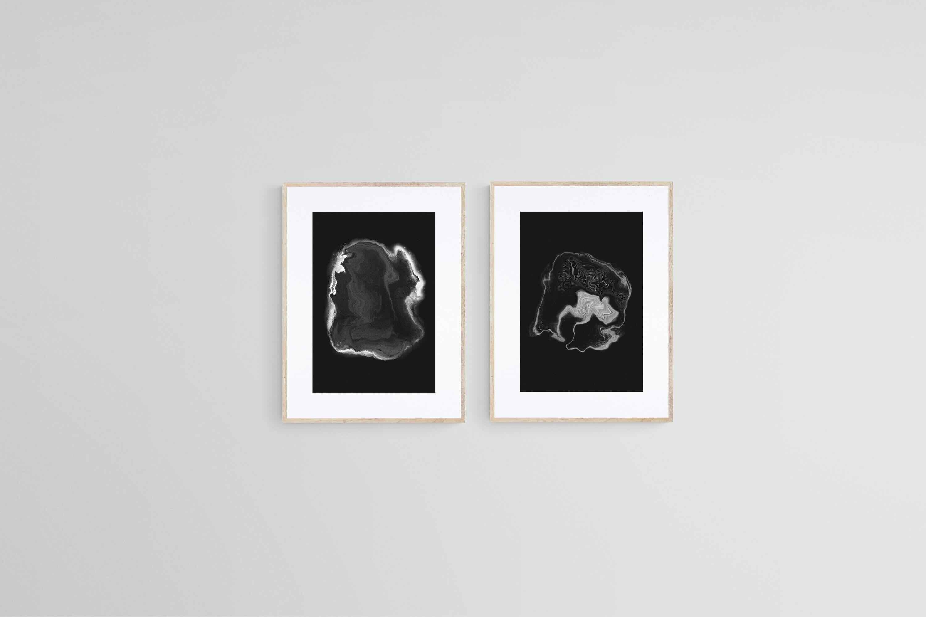 Monochrome Fluidity Set-Wall_Art-45 x 60cm (x2)-Framed Print-Wood-Pixalot