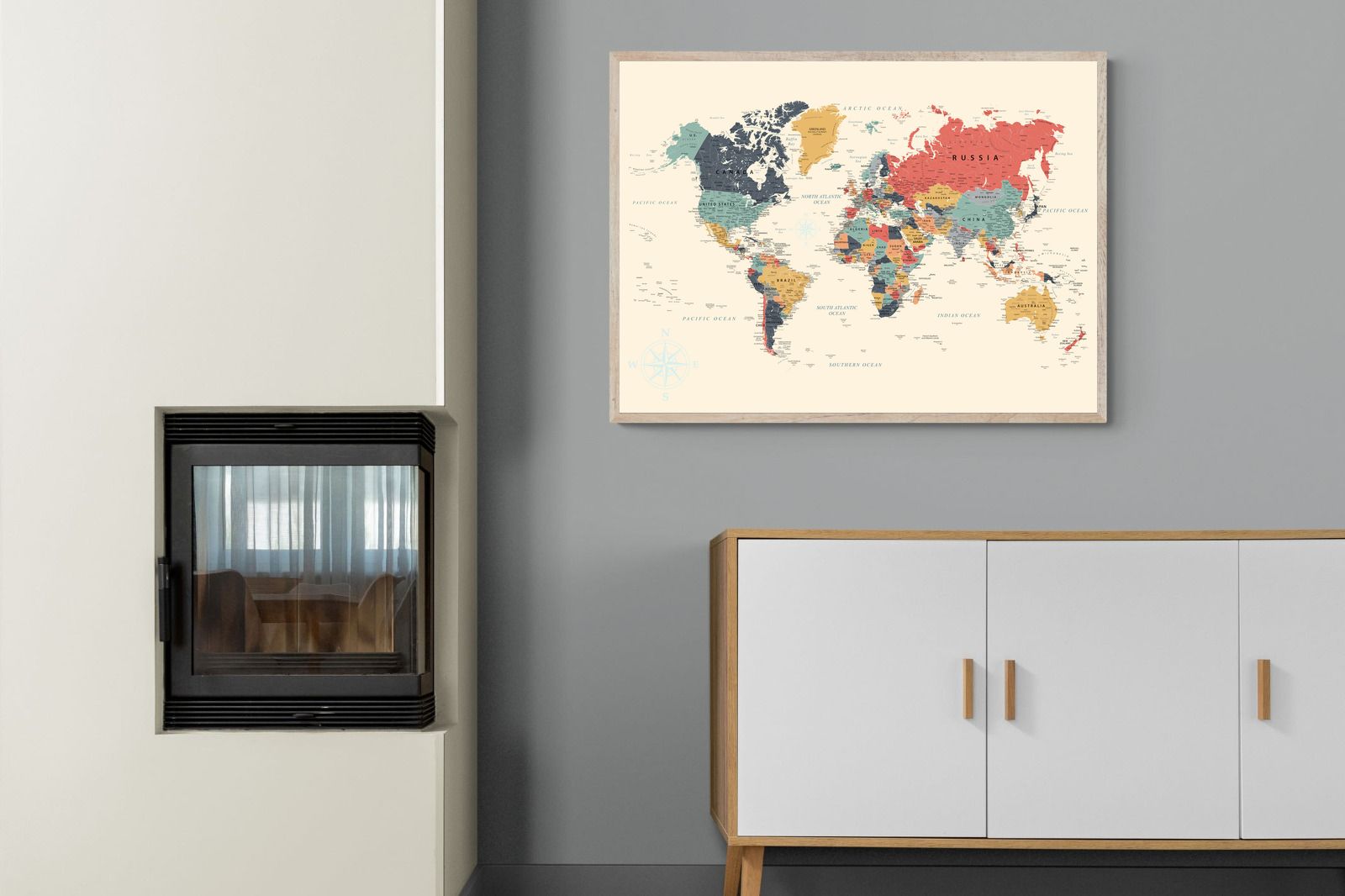 Pixalot Muted Tones World Map