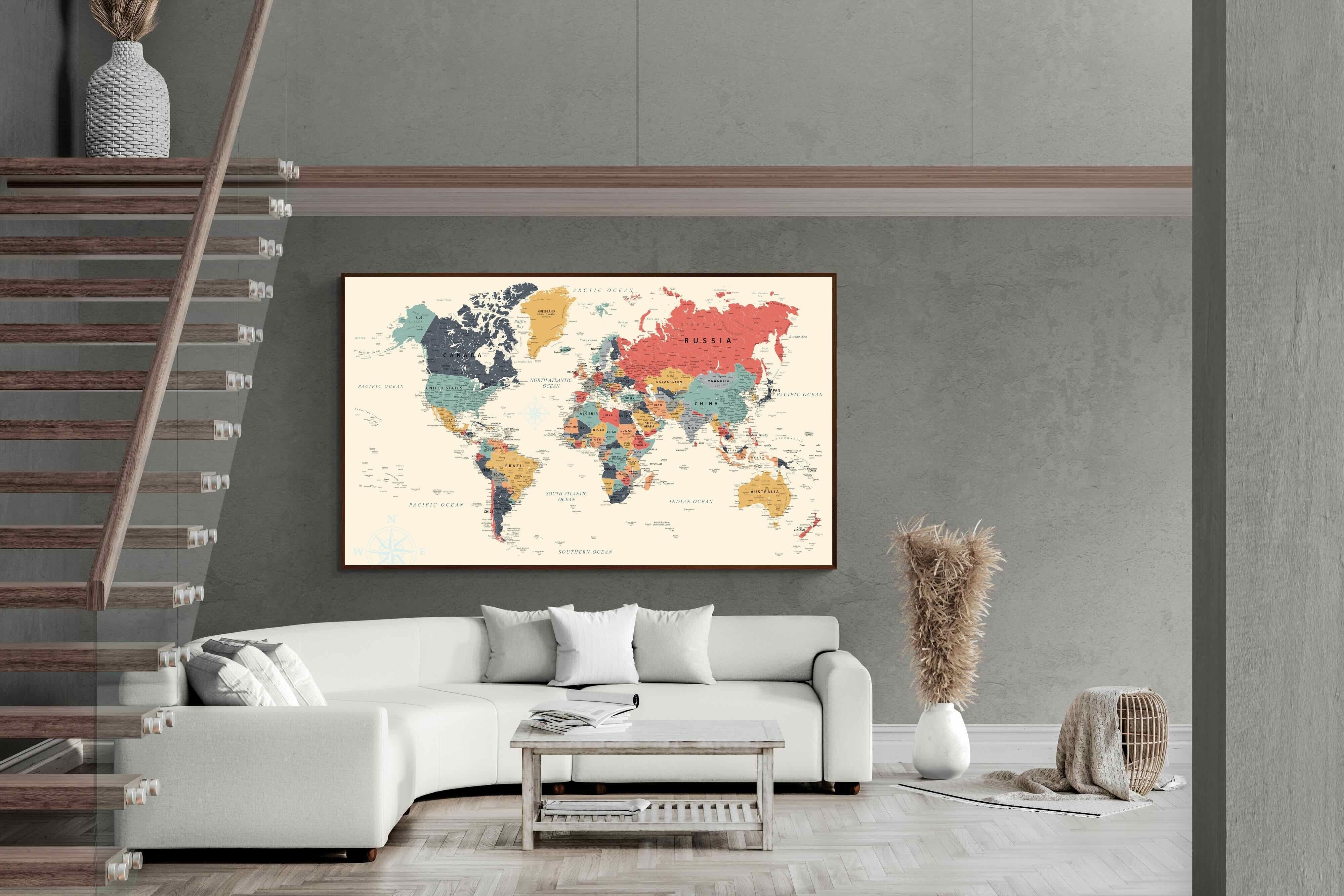 Pixalot Muted Tones World Map