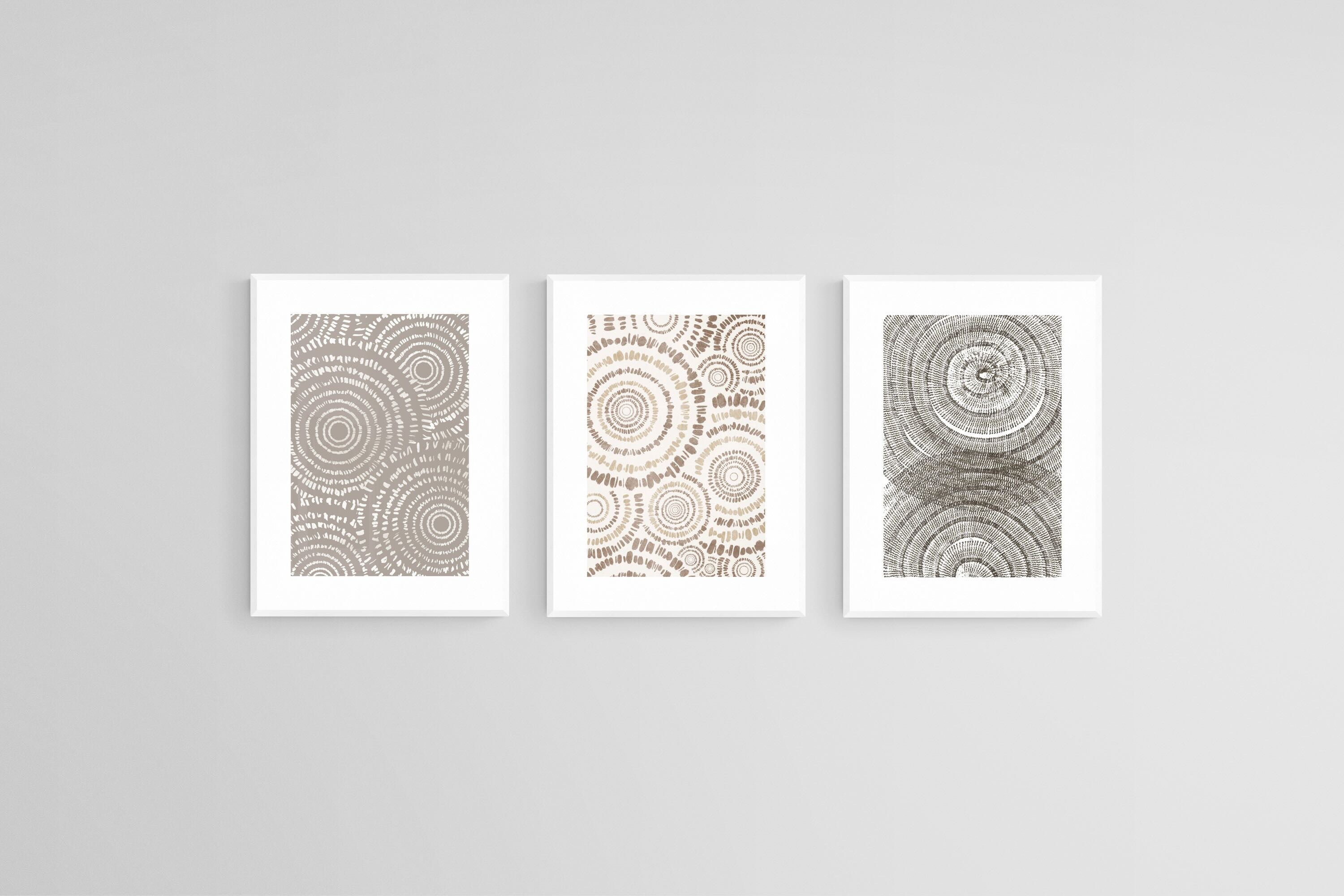 Natural Circles Set-Wall_Art-45 x 60cm (x3)-Framed Print-White-Pixalot