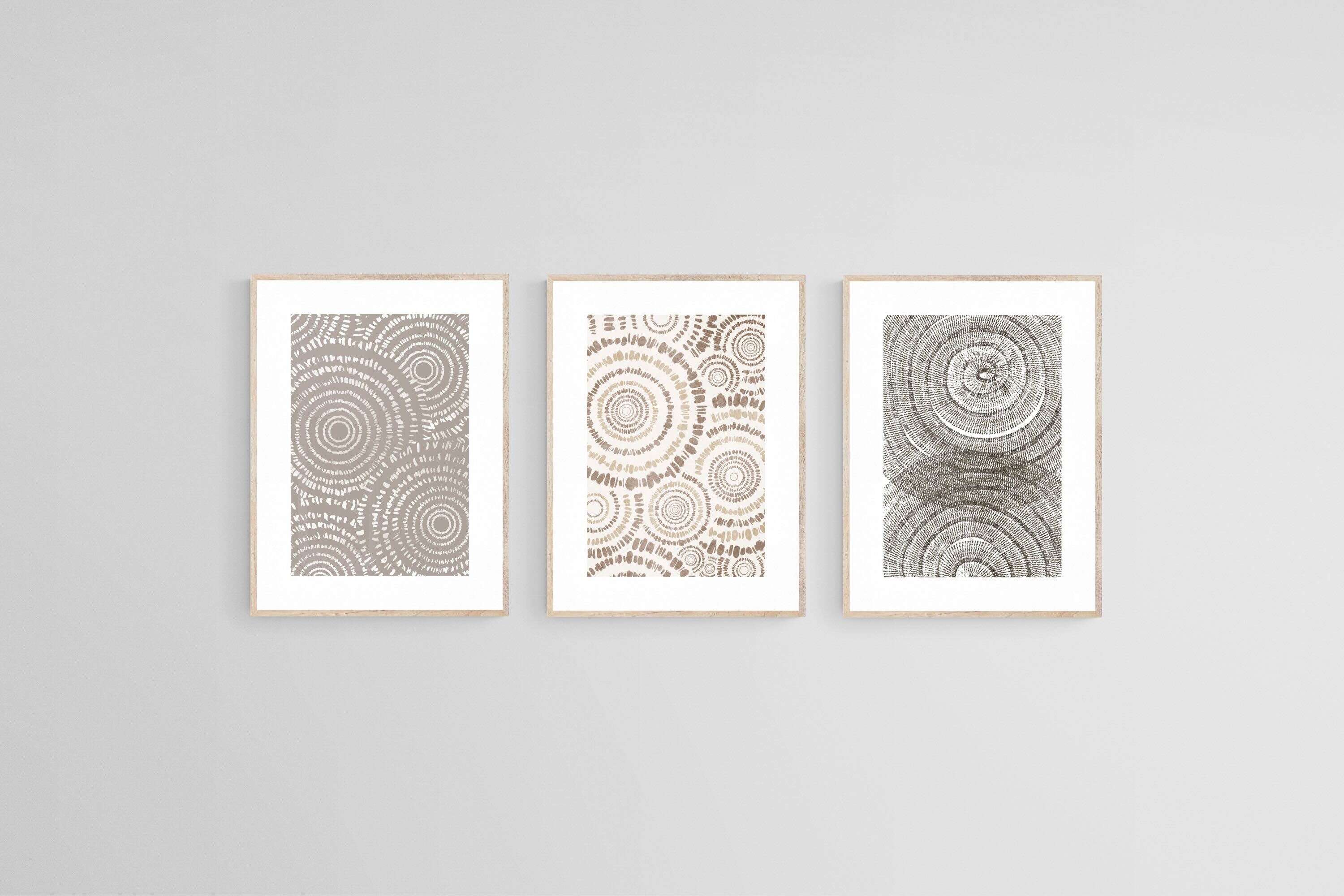 Natural Circles Set-Wall_Art-45 x 60cm (x3)-Framed Print-Wood-Pixalot