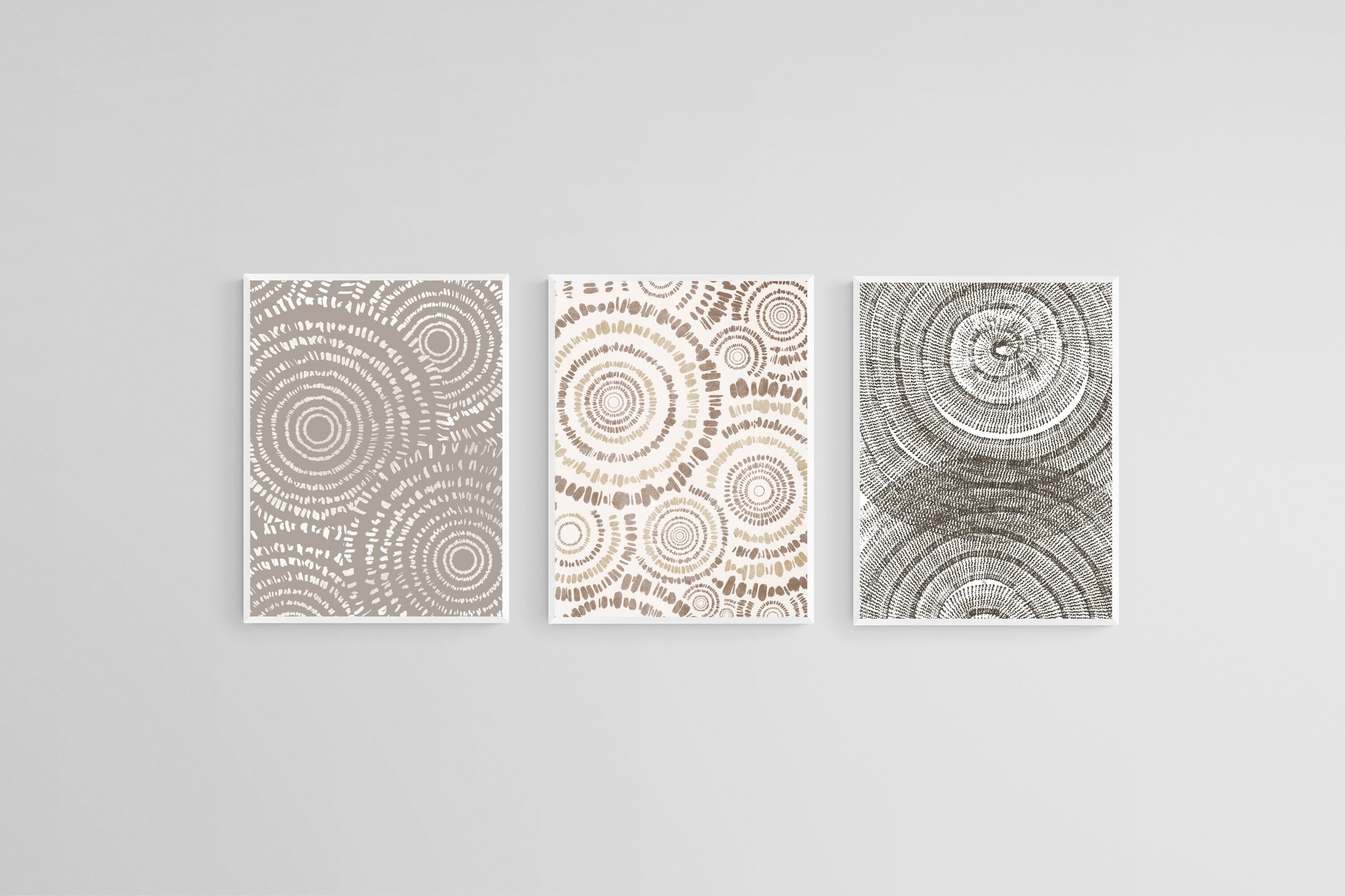 Natural Circles Set-Wall_Art-45 x 60cm (x3)-Mounted Canvas-White-Pixalot