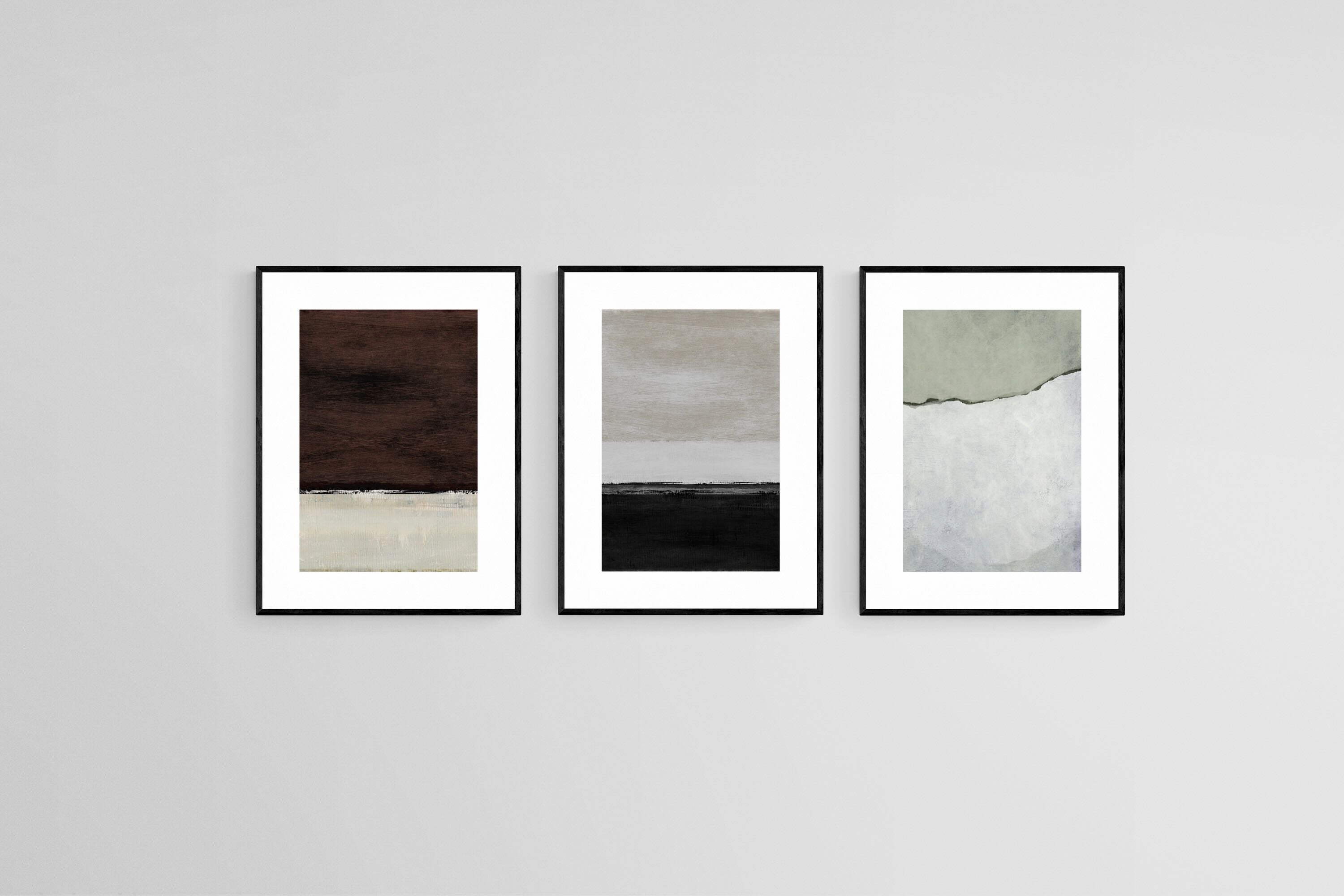 Night & Day Triptych-Wall_Art-45 x 60cm (x3)-Framed Print-Black-Pixalot
