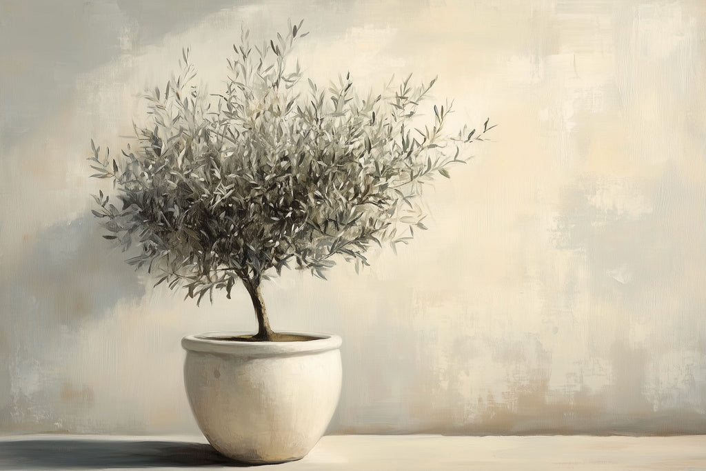 Olive Tree in White Pot