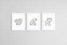 Origami Animals Set-Wall_Art-45 x 60cm (x3)-Framed Print-White-Pixalot