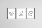 Origami Animals Set-Wall_Art-45 x 60cm (x3)-Framed Print-Black-Pixalot