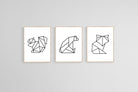 Origami Animals Set-Wall_Art-45 x 60cm (x3)-Mounted Canvas-Wood-Pixalot