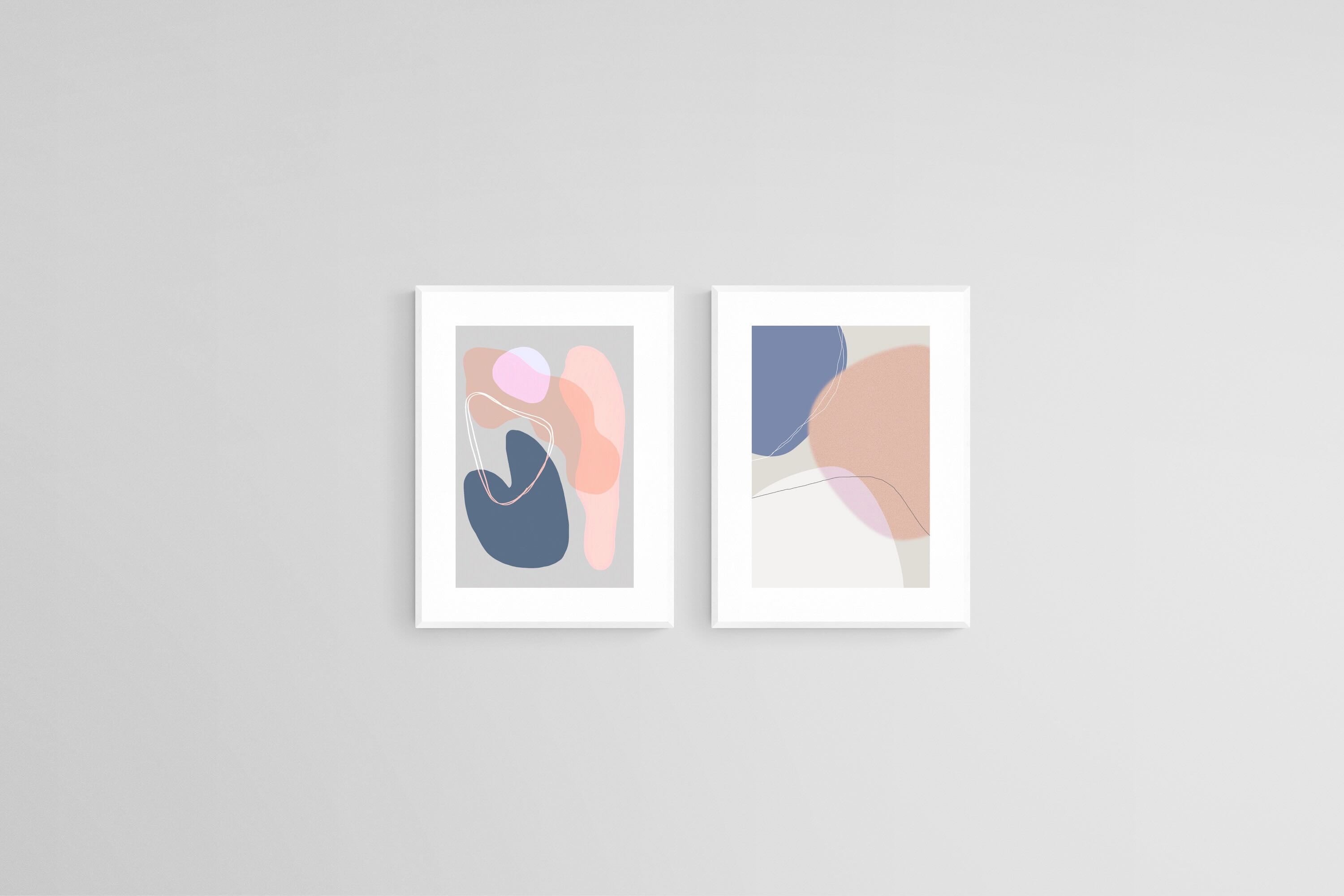 Pastel Shapes Set-Wall_Art-45 x 60cm (x2)-Framed Print-White-Pixalot