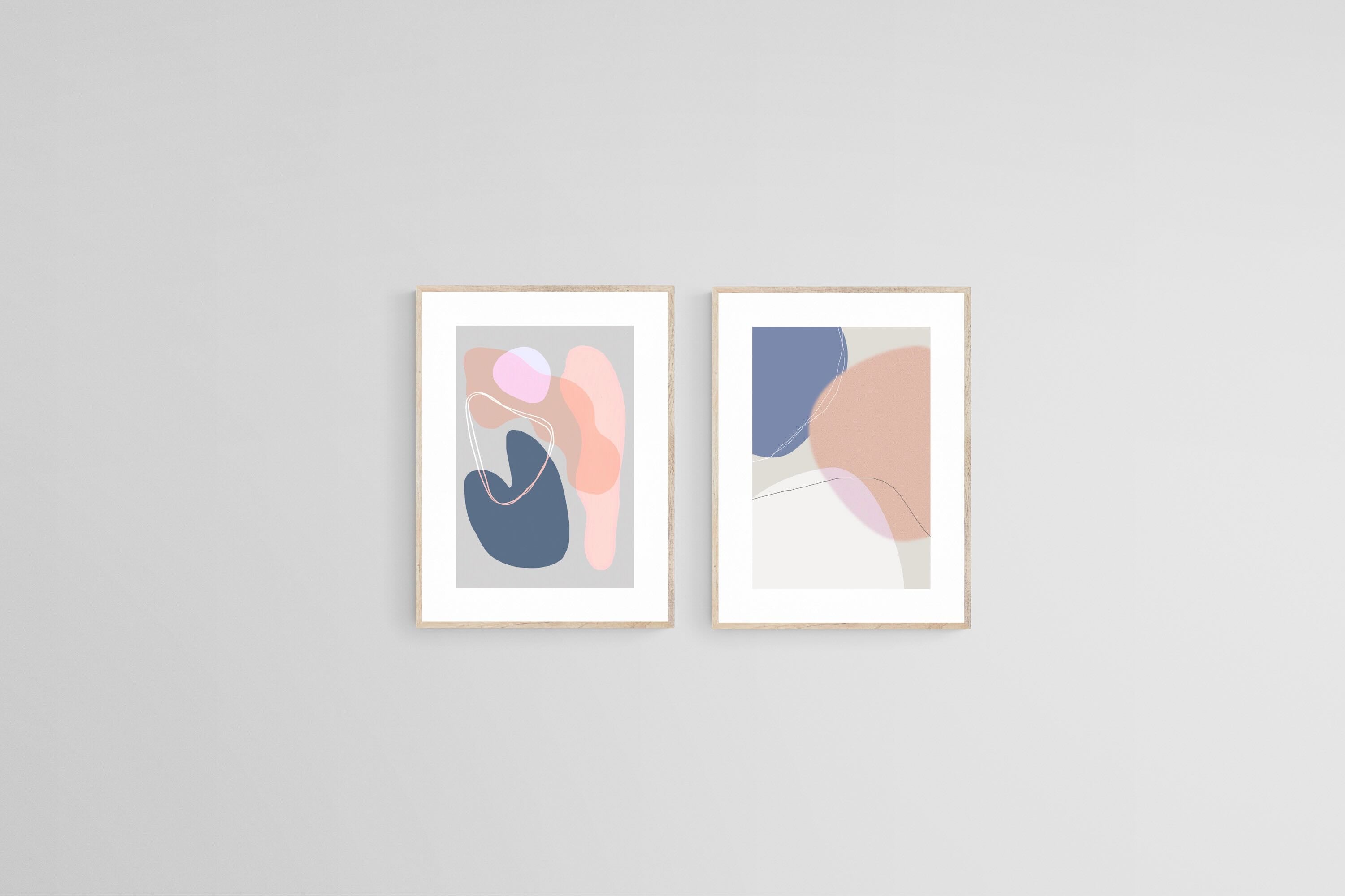 Pastel Shapes Set-Wall_Art-45 x 60cm (x2)-Framed Print-Wood-Pixalot