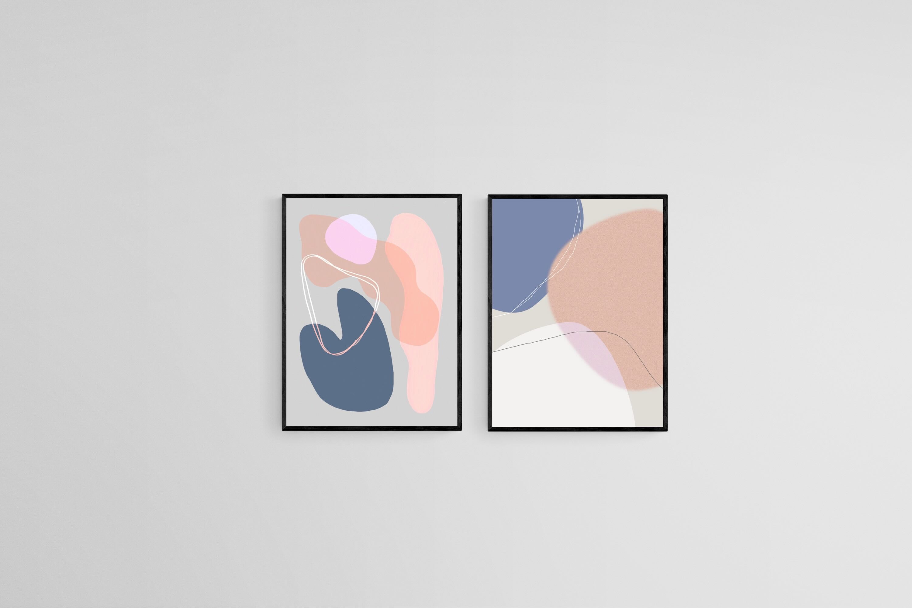 Pastel Shapes Set-Wall_Art-45 x 60cm (x2)-Mounted Canvas-Black-Pixalot