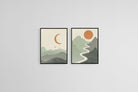 Sage Landscapes Set-Wall_Art-45 x 60cm (x2)-Mounted Canvas-Black-Pixalot