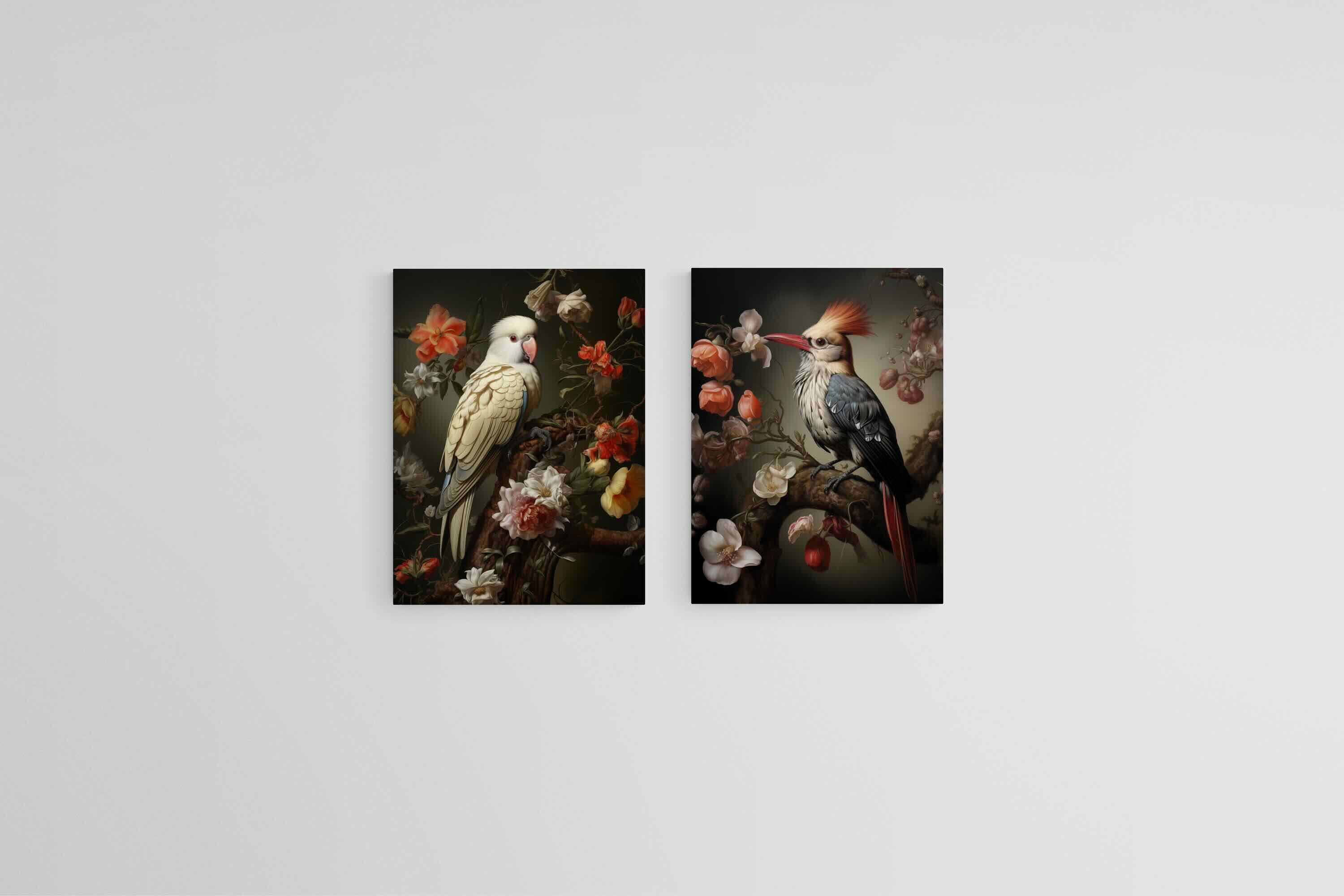Serenade of the Aviary Set-Wall_Art-45 x 60cm (x2)-Mounted Canvas-No Frame-Pixalot