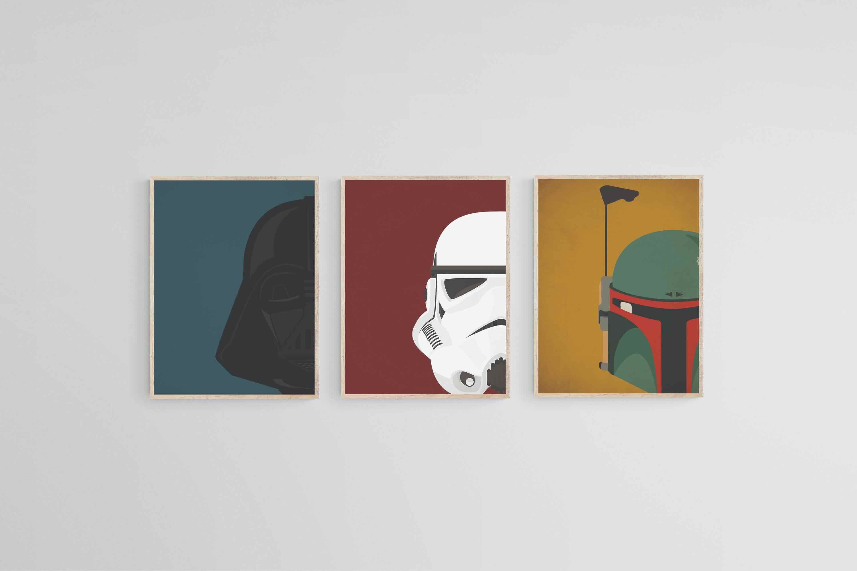 Star Wars Helmets Set-Wall_Art-45 x 60cm (x3)-Mounted Canvas-Wood-Pixalot
