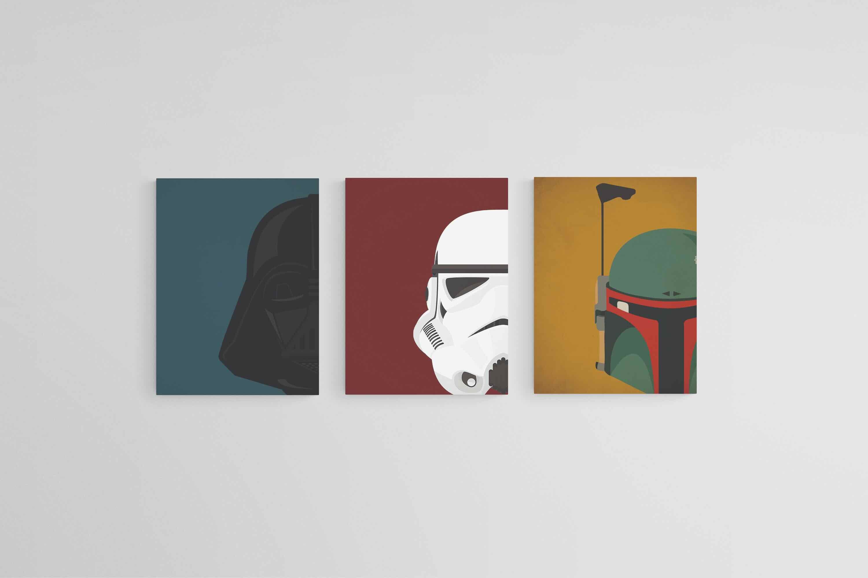 Star Wars Helmets Set-Wall_Art-45 x 60cm (x3)-Mounted Canvas-No Frame-Pixalot