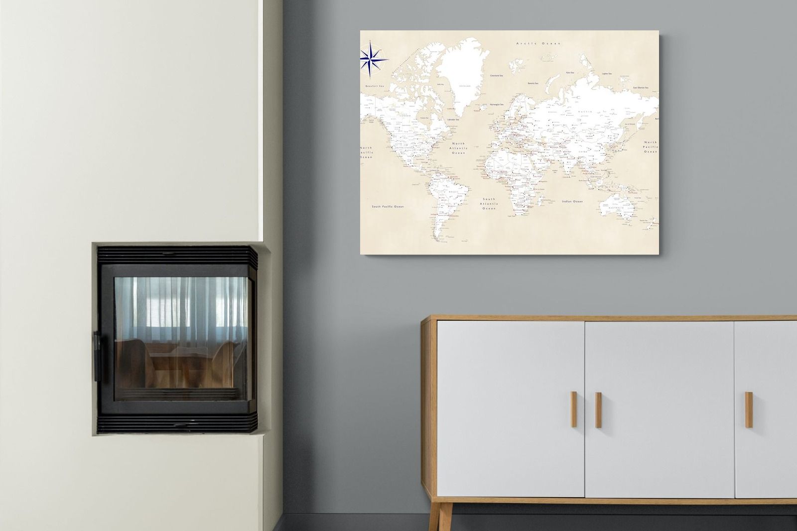 Pixalot Taupe World Map