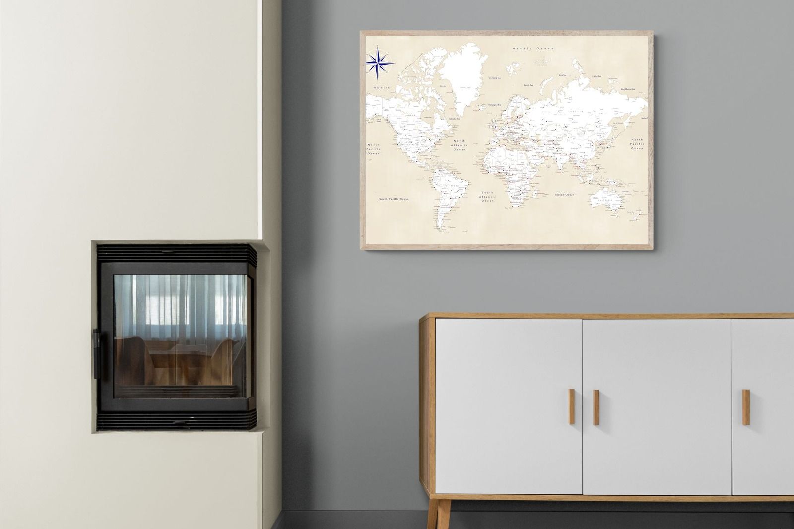 Pixalot Taupe World Map