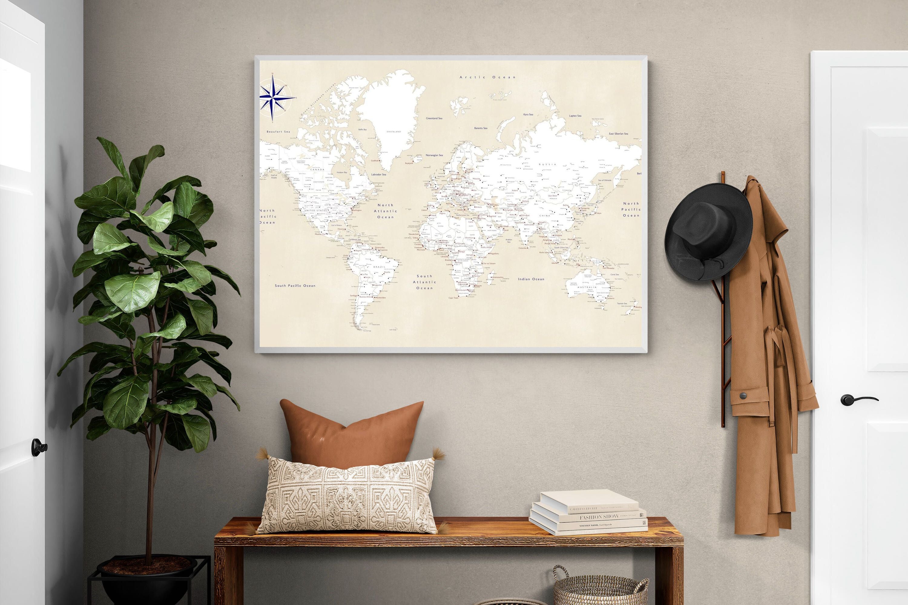 Pixalot Taupe World Map