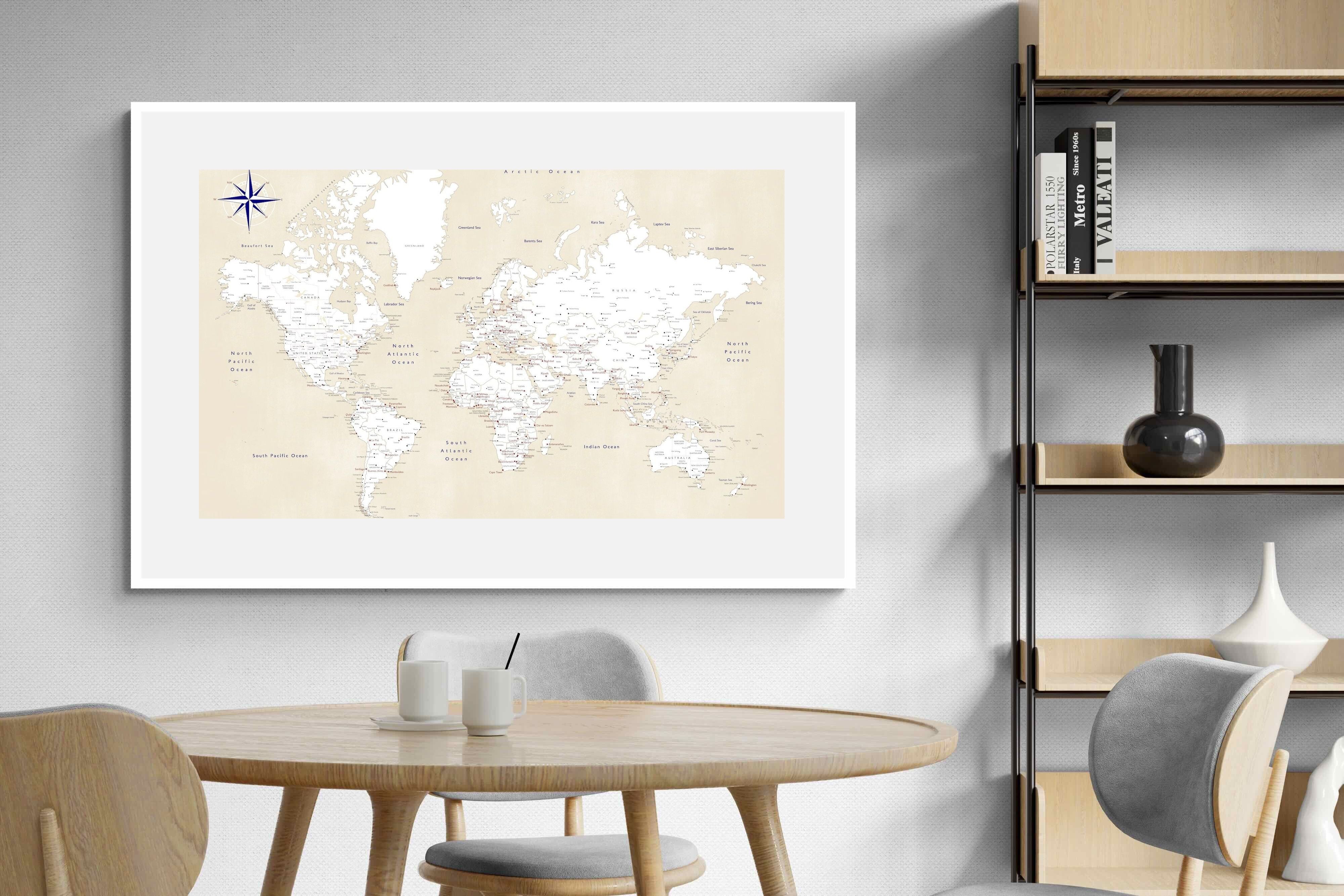 Pixalot Taupe World Map