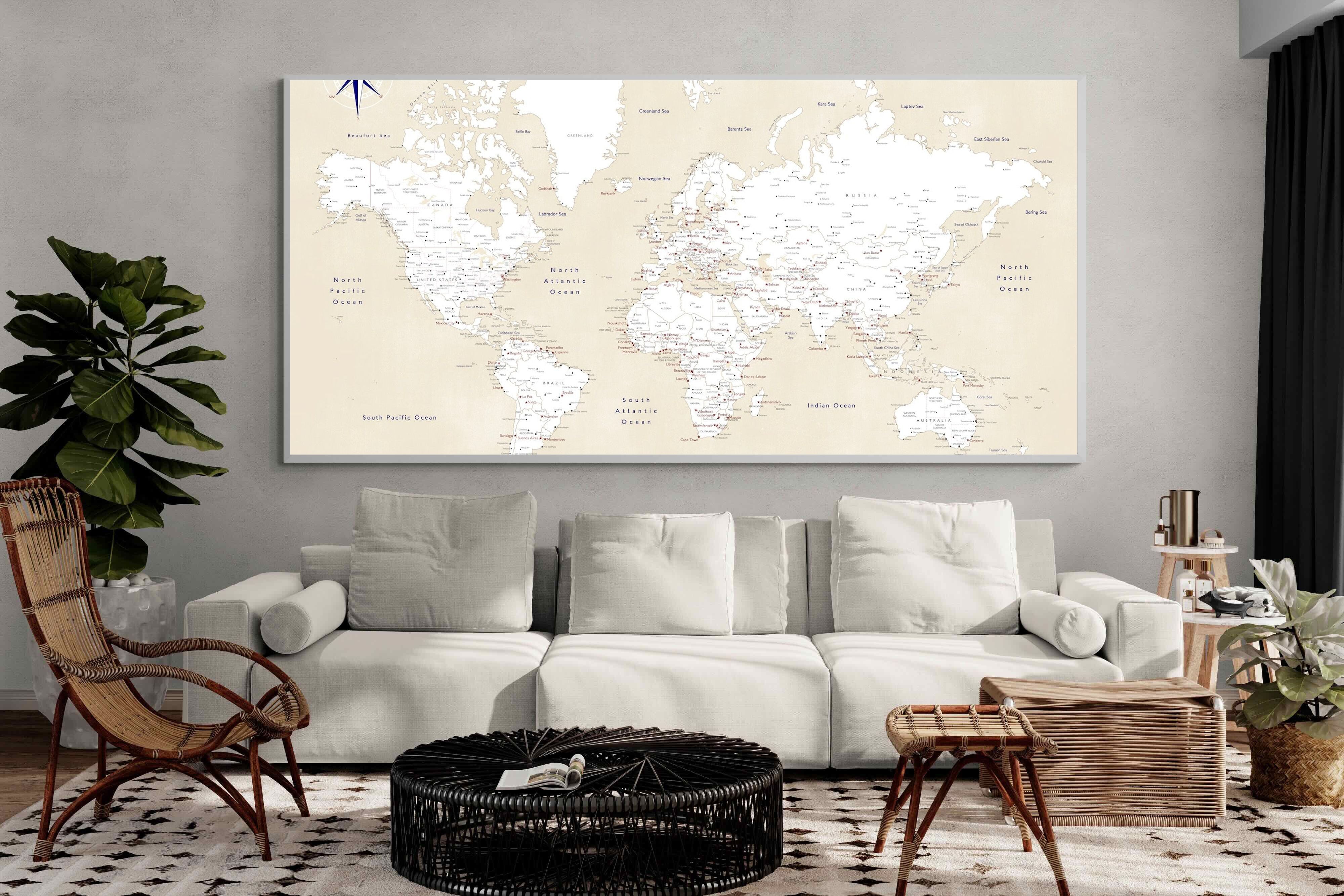 Pixalot Taupe World Map