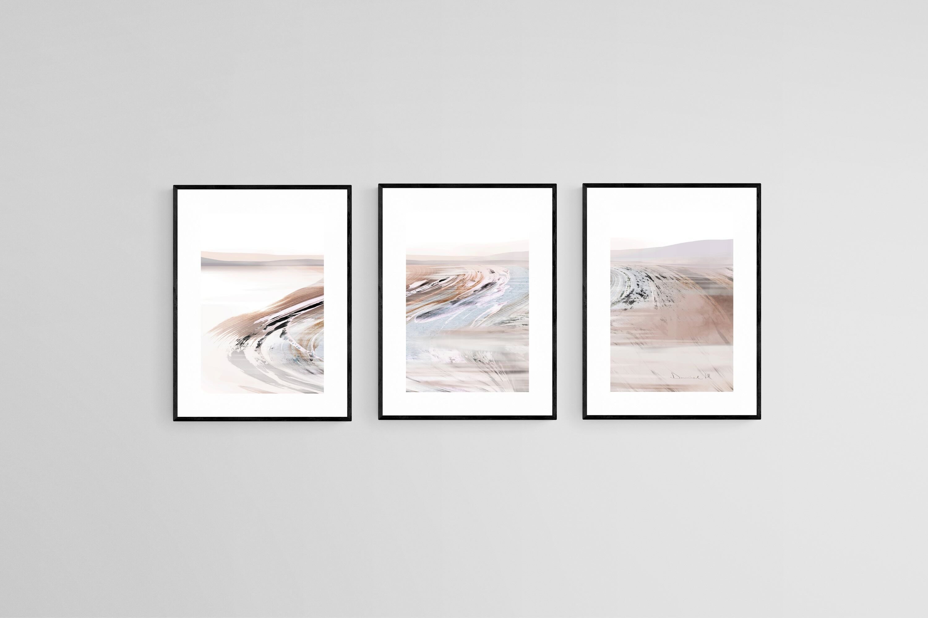 Tranquility Triptych-Wall_Art-45 x 60cm (x3)-Framed Print-Black-Pixalot