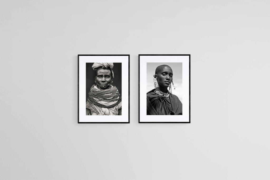 Tribal Matriarchs Set-Wall_Art-45 x 60cm (x2)-Framed Print-Black-Pixalot