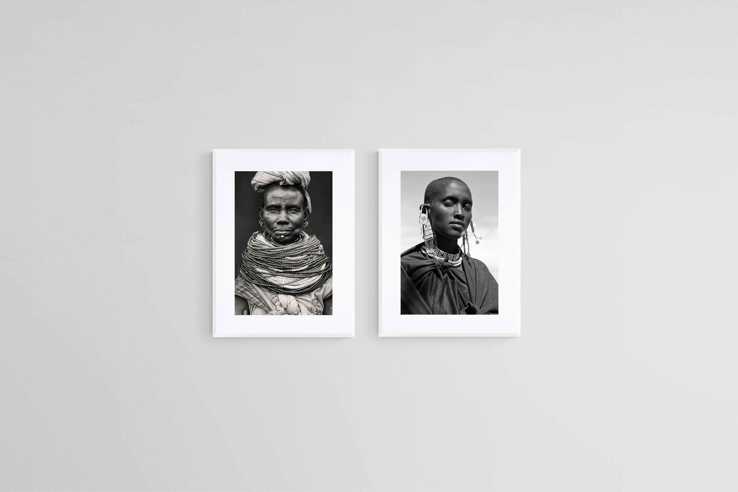 Tribal Matriarchs Set-Wall_Art-45 x 60cm (x2)-Framed Print-White-Pixalot