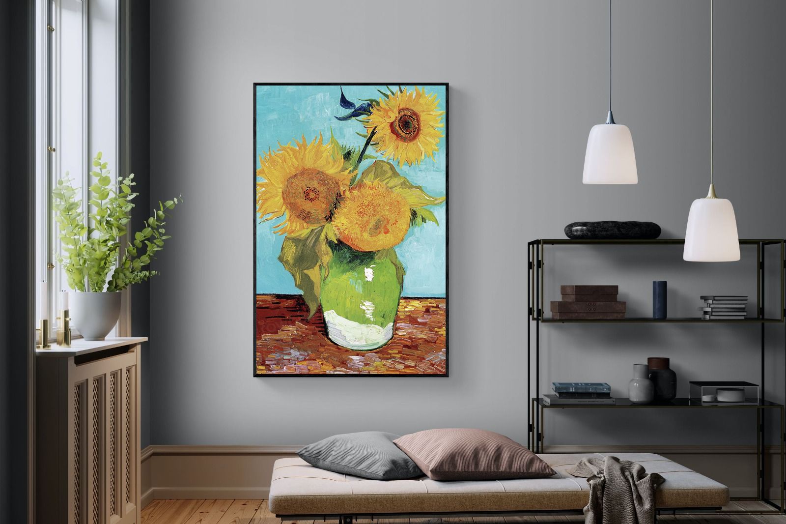 Pixalot Vase with Three Sunflowers