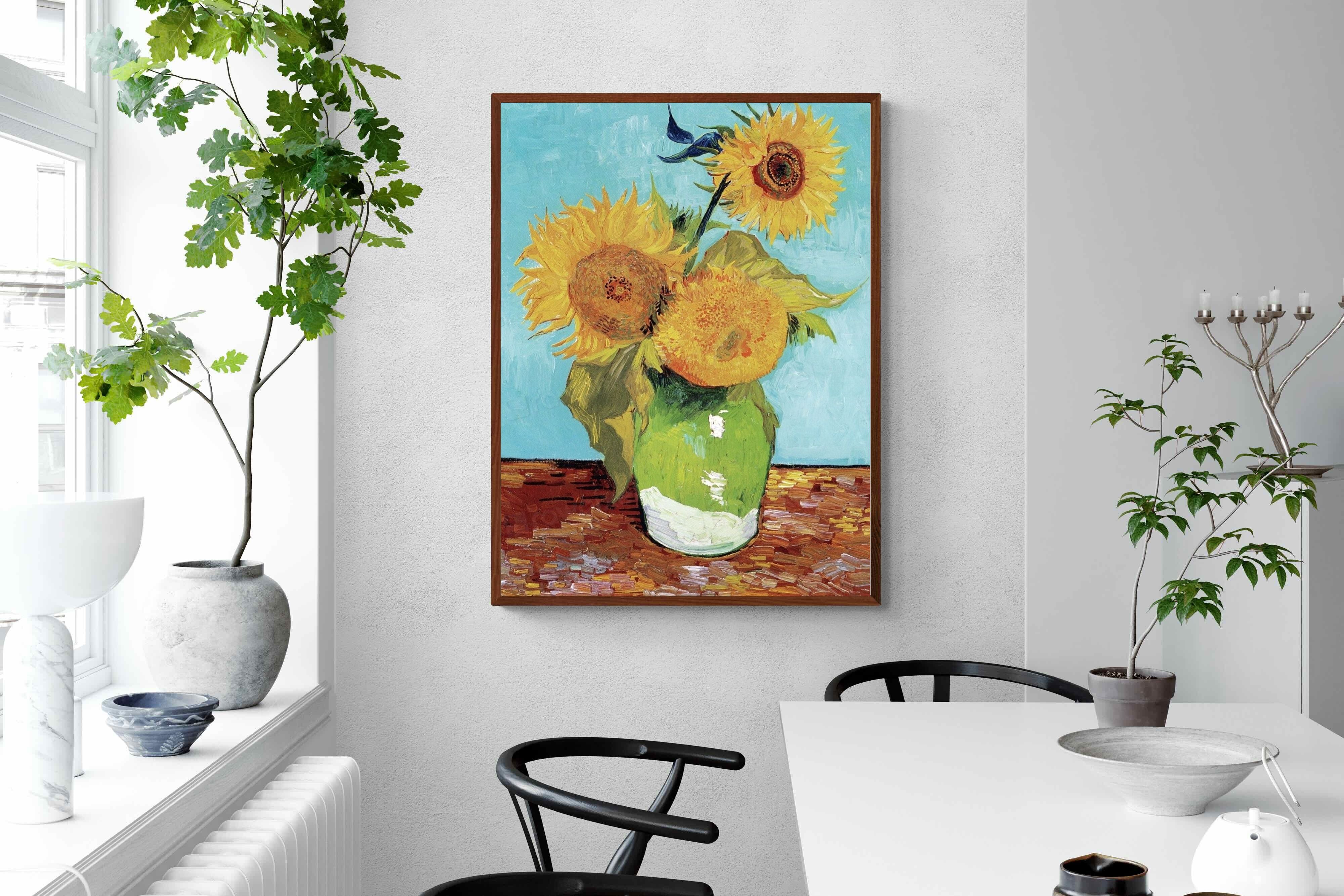 Pixalot Vase with Three Sunflowers
