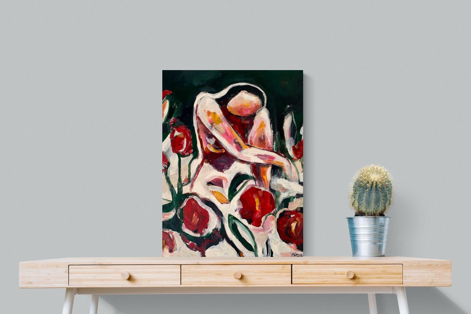 Pixalot Woman Among Red Flowers
