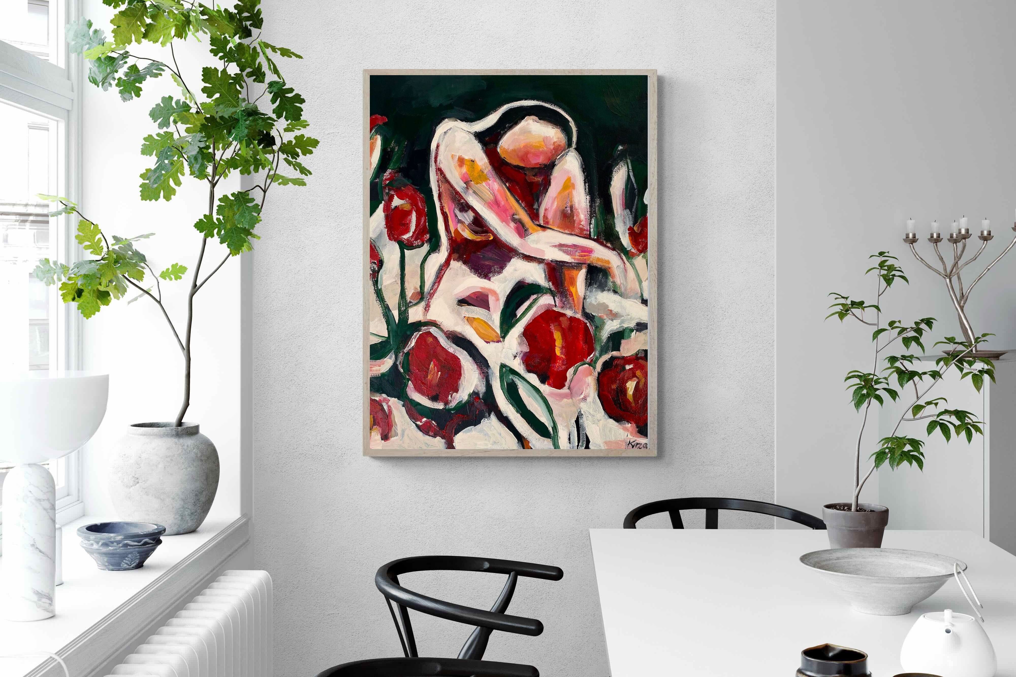Pixalot Woman Among Red Flowers