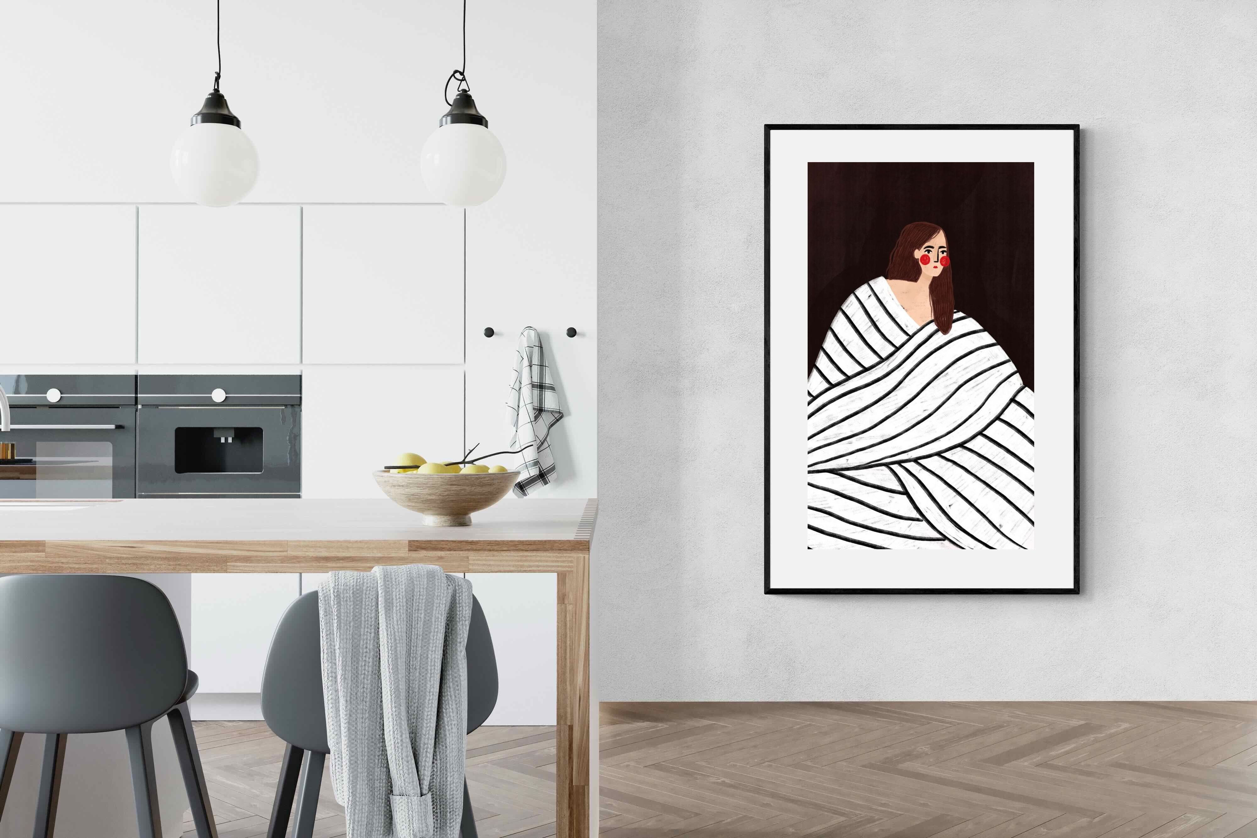 Pixalot Woman With Black and White Stripes