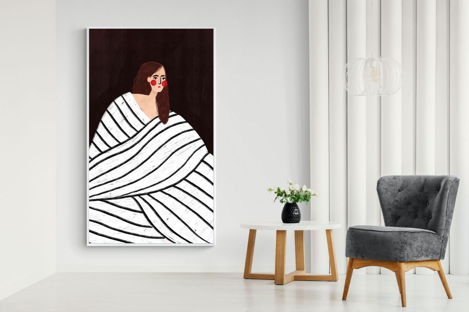 Pixalot Woman With Black and White Stripes