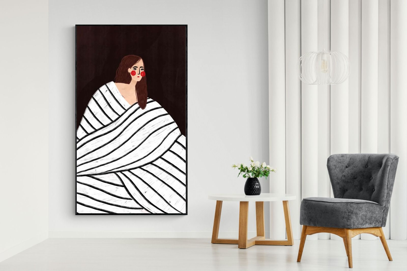 Pixalot Woman With Black and White Stripes