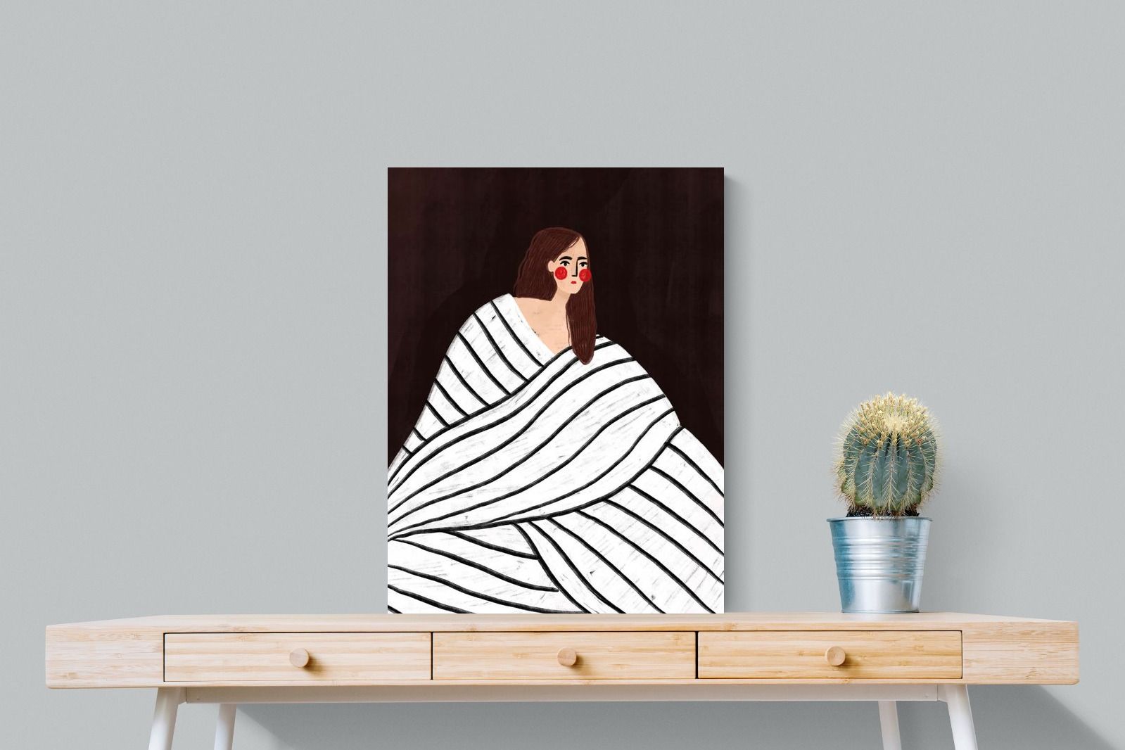 Pixalot Woman With Black and White Stripes